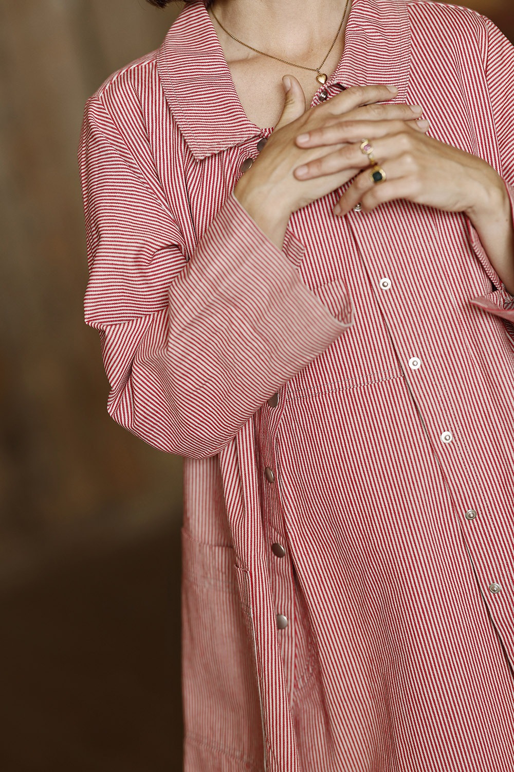 mc794p-rødstribet jakke-mcverdi-striped-cotton-denim-jacket