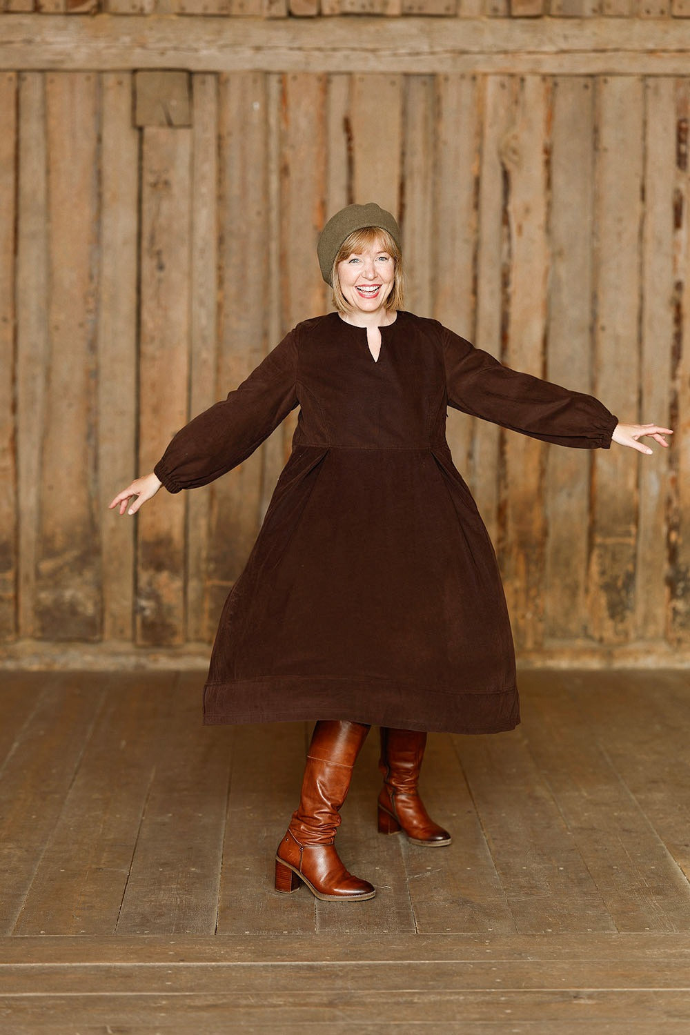 dark brown winter dress Briar Brown Diagonal Neck Dress