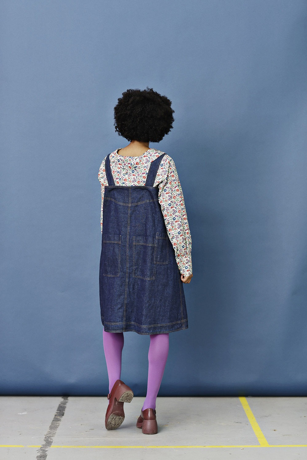 Mc794b-denim spencer-pinafore dress-organic cotton-mcverdi-blue dress