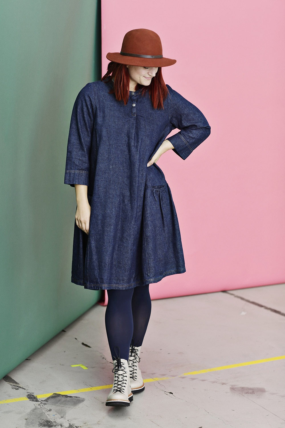 mc794k-pippi kjole-mcverdi-denim-økologisk bomuld-løs kjole-5