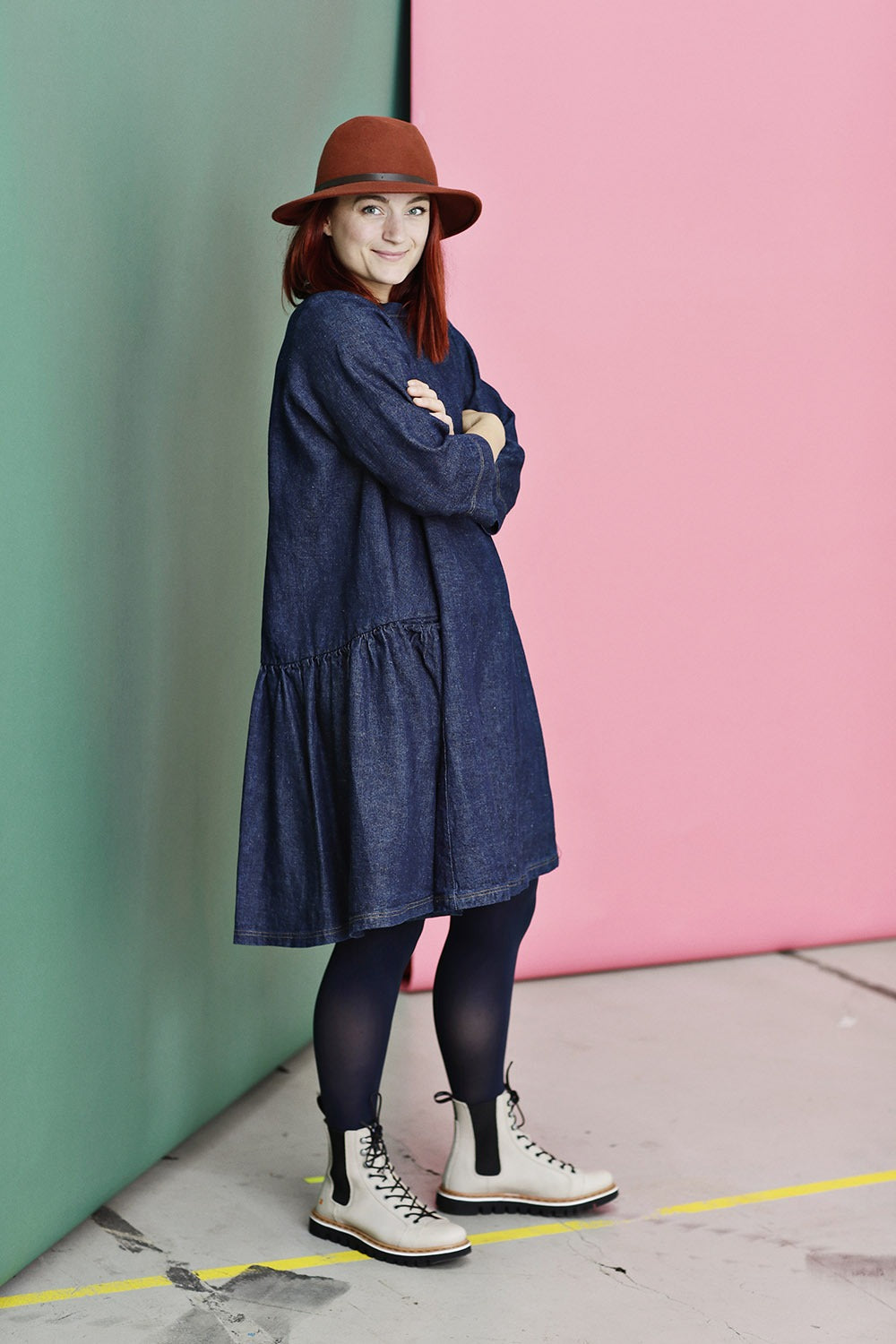 mc794k-pippi kjole-mcverdi-denim-økologisk bomuld-løs kjole-2
