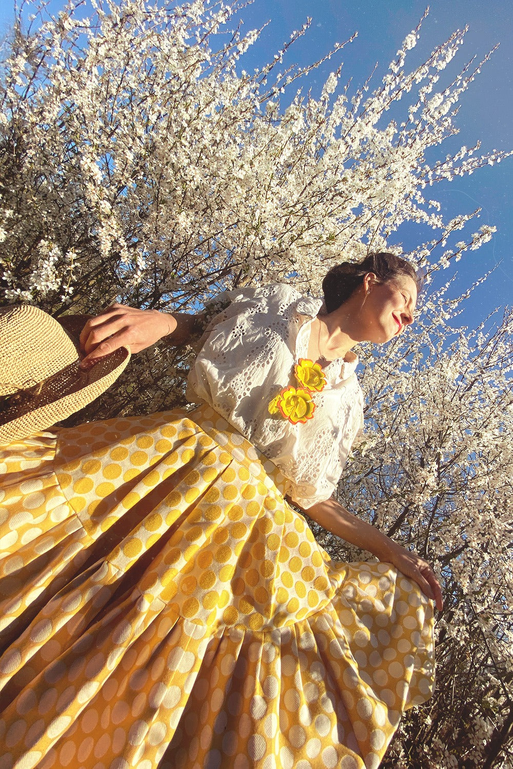 1-frederikke-sunflower-skirt-privatsachen-stråhat-2