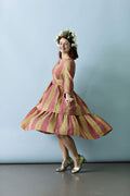 mc845e-pink-golden-flæsekjole-summer dress-striped-mcverdi
