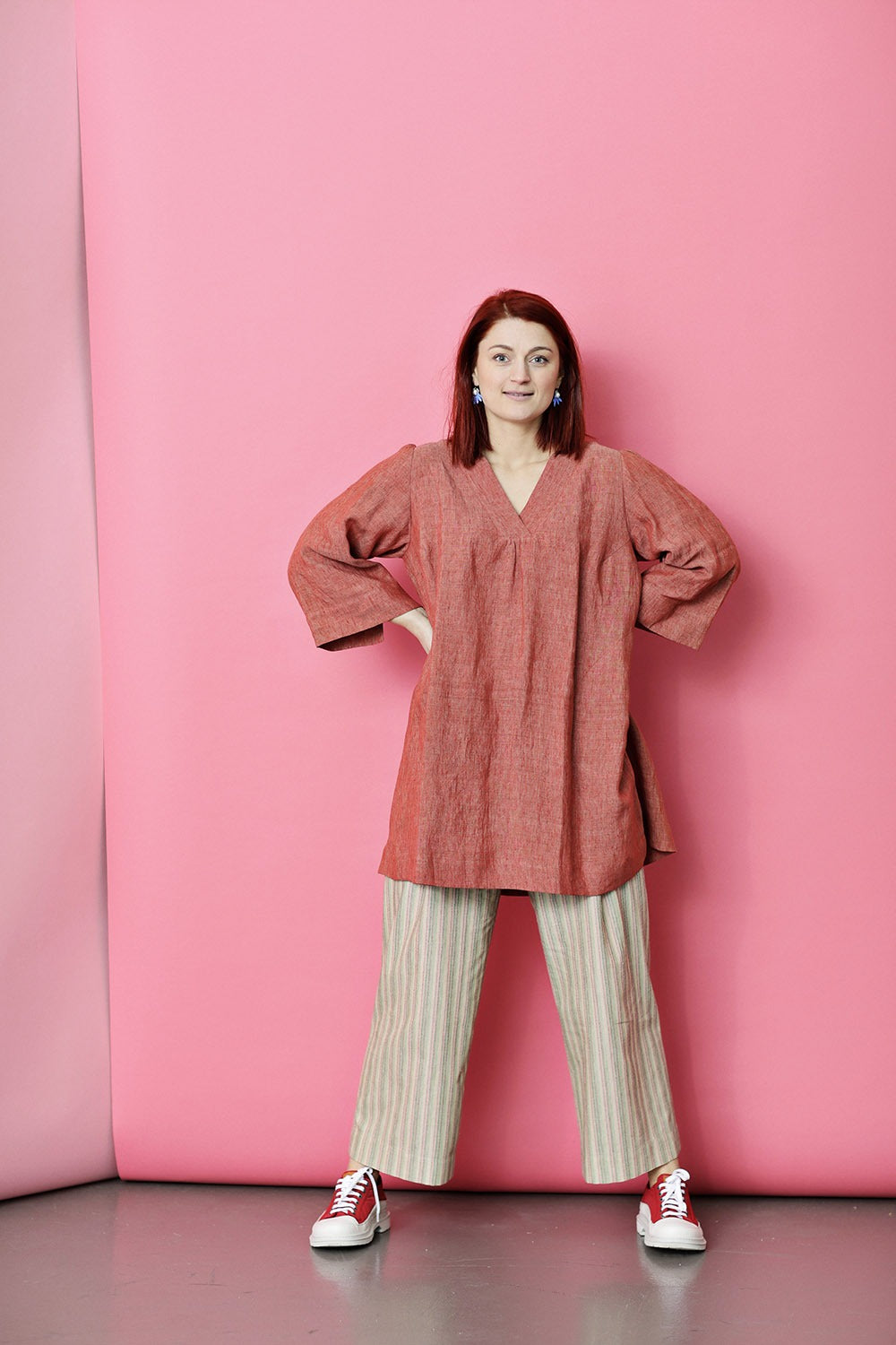 mc842c-red-linen tunic-mcverdi-hørtunika-bluse-rød-hør