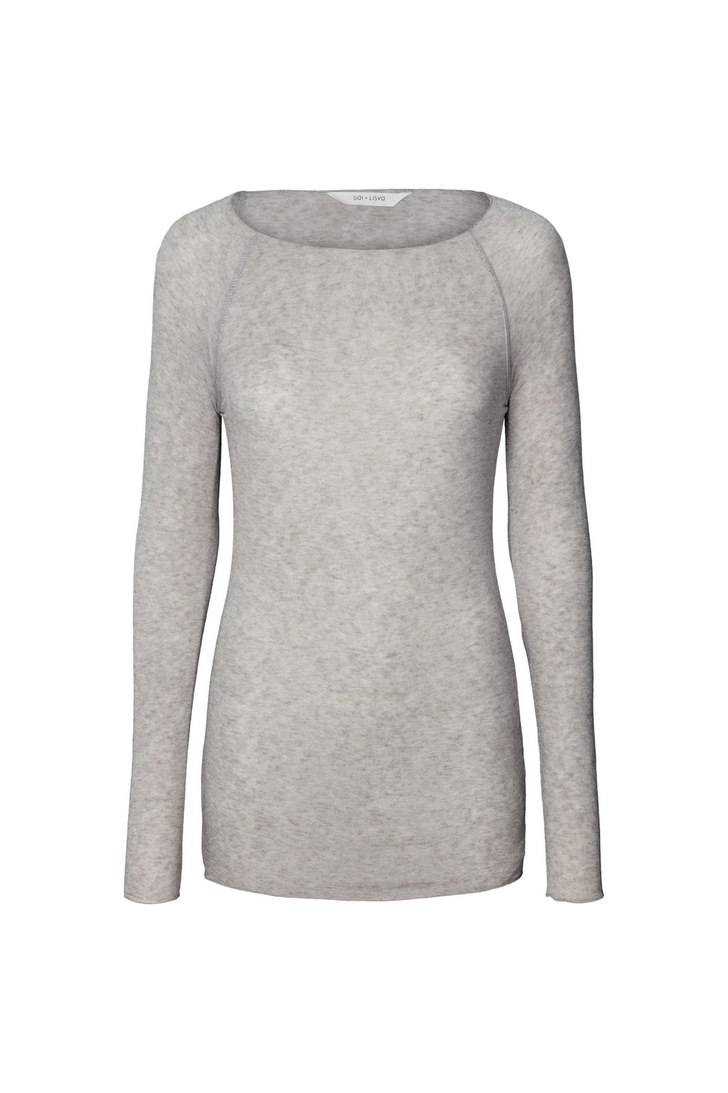 Light grey  långärmad blus i ull/viskos