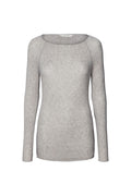 Light grey  långärmad blus i ull/viskos