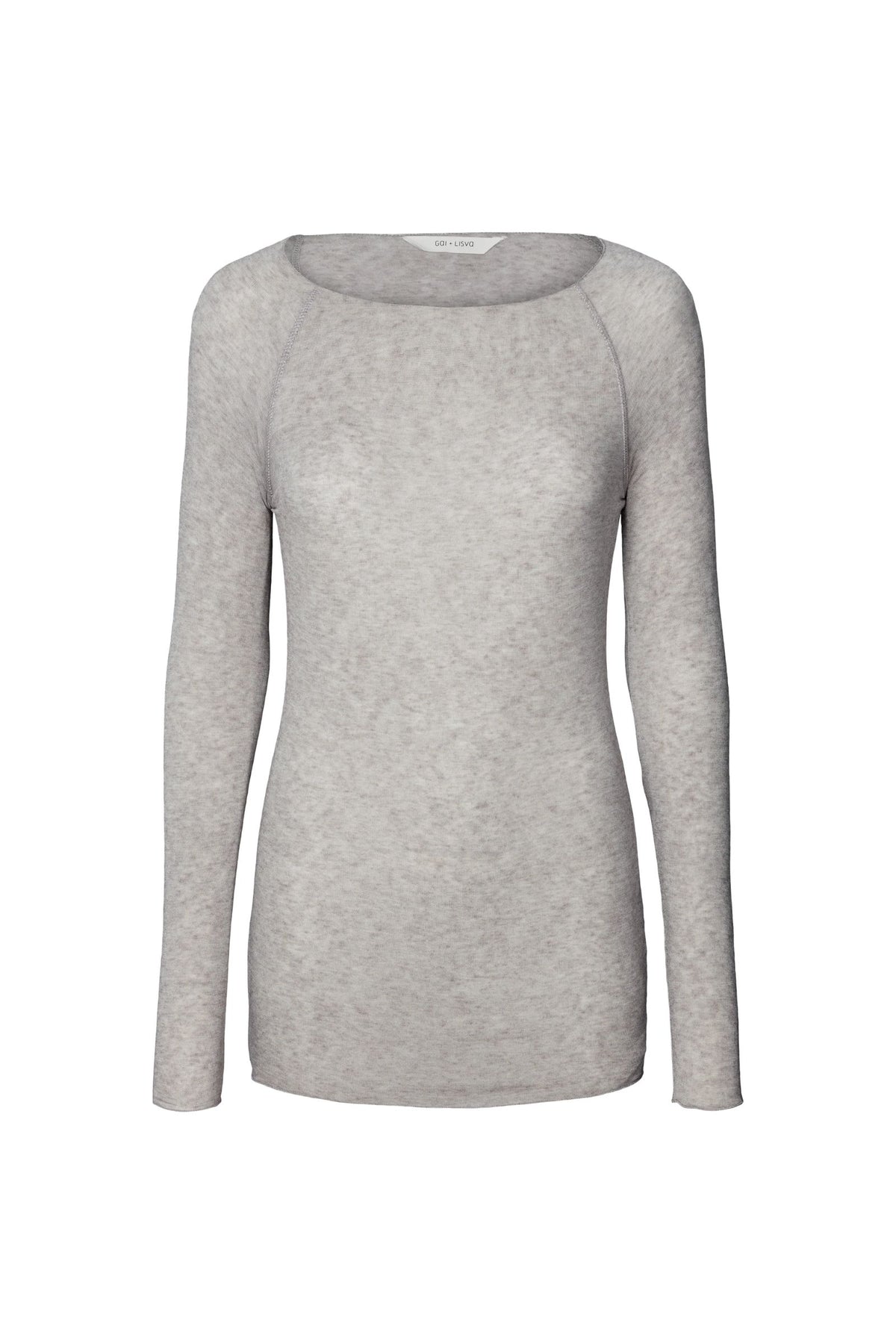 Light grey  långärmad blus i ull/viskos