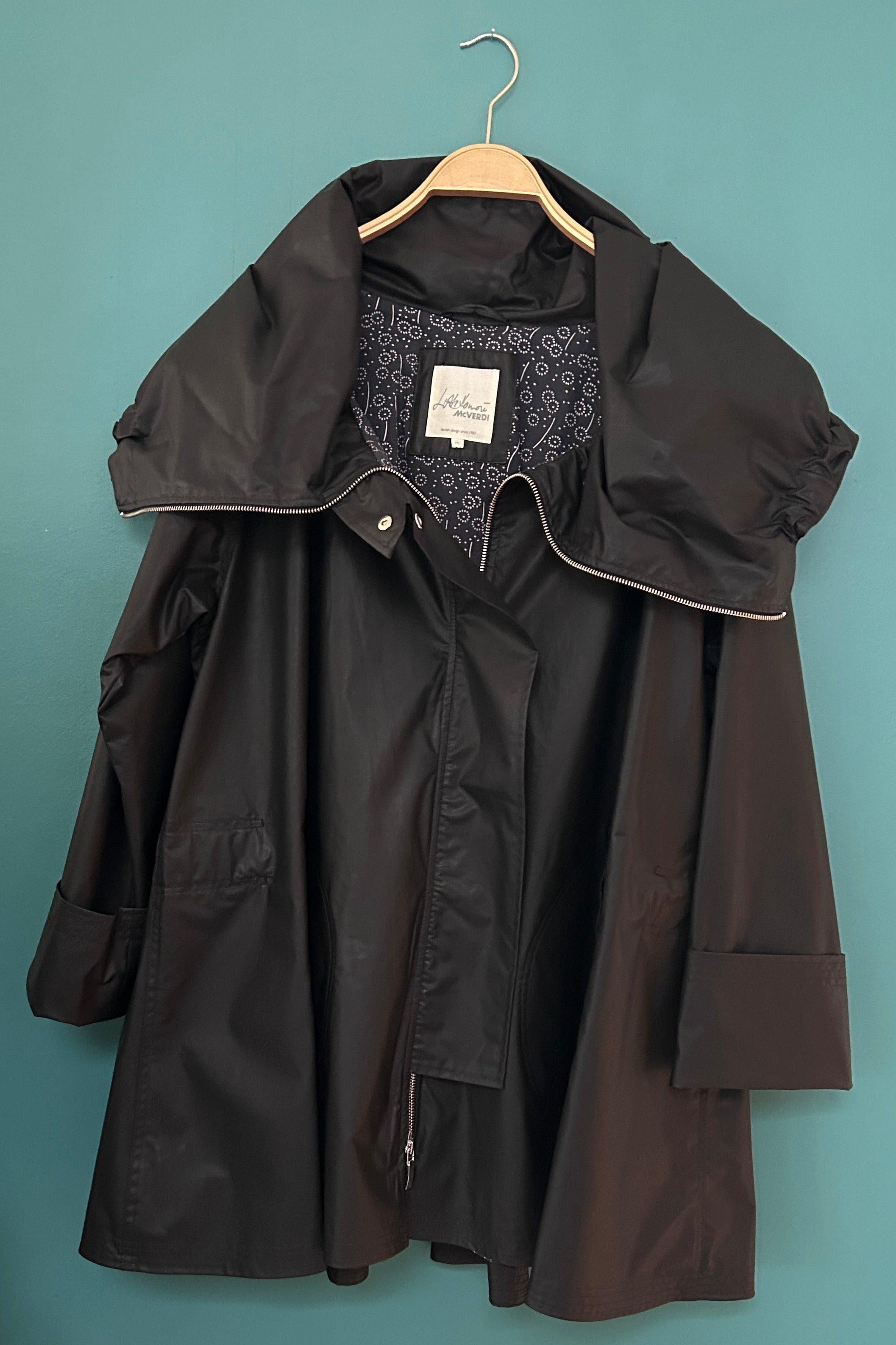 Black raincoat with cotton lining