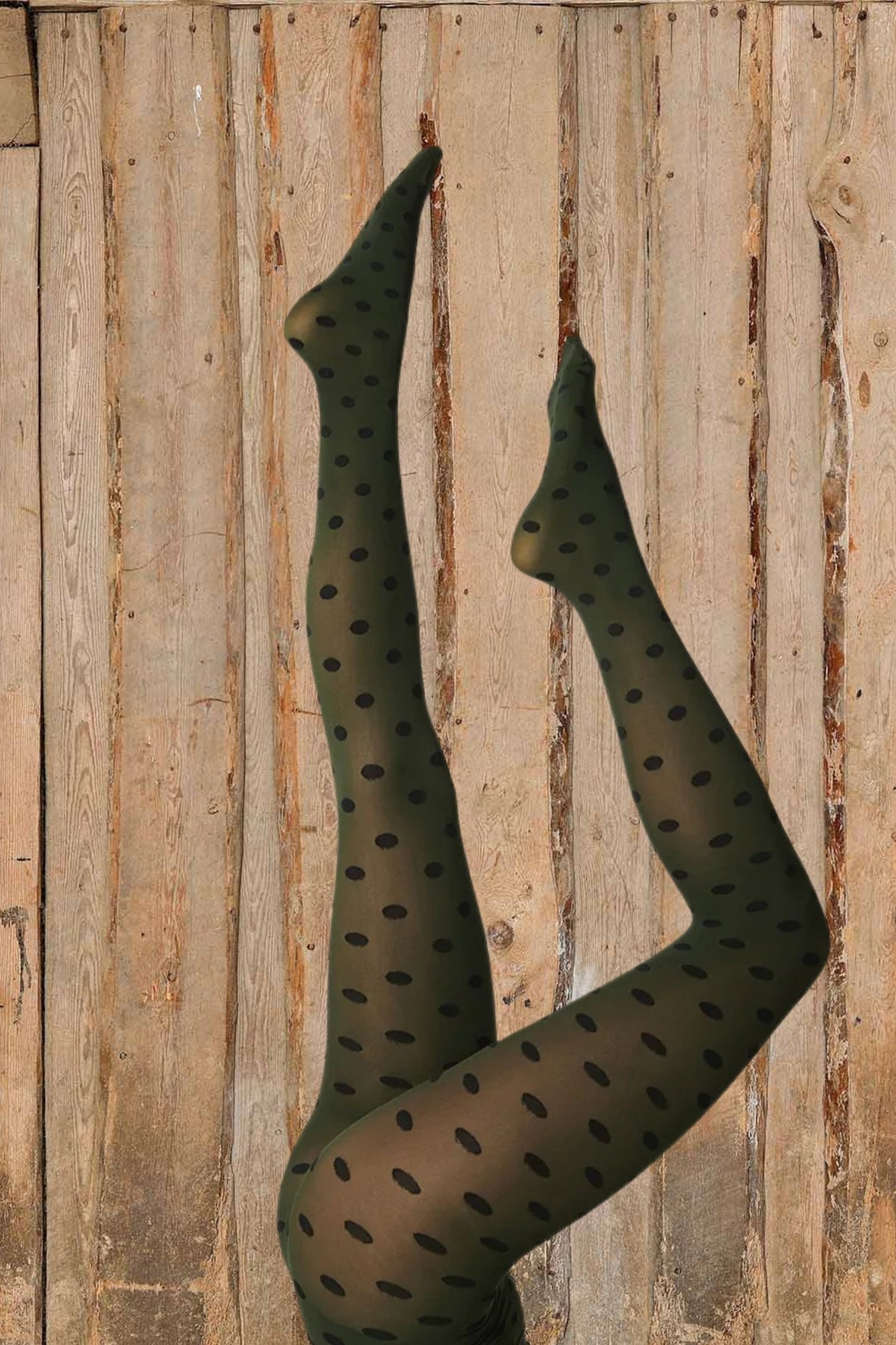 Polka dot tights 60 denier in green