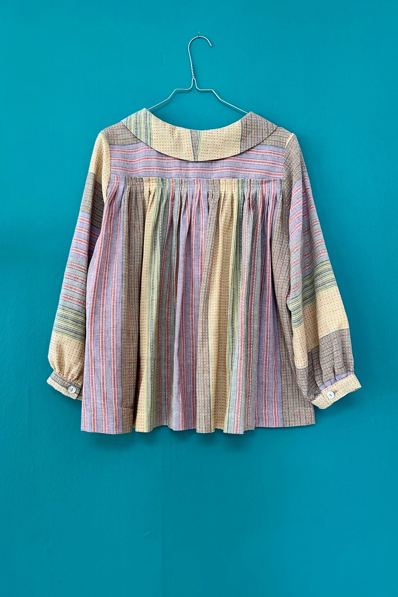 Multicolour button blouse in beautifully woven fabric