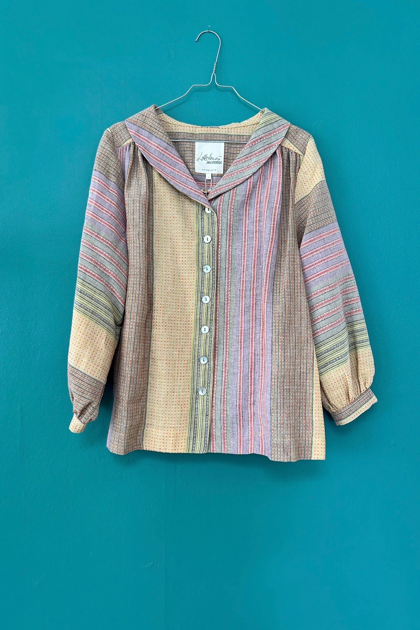 Multicolour button blouse in beautifully woven fabric