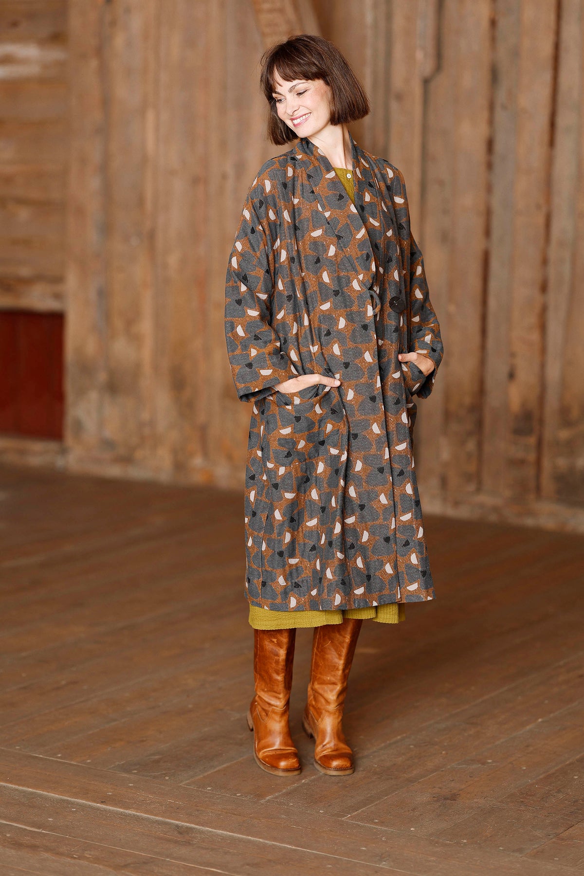 Kimono jakke  med flot print af brancusi