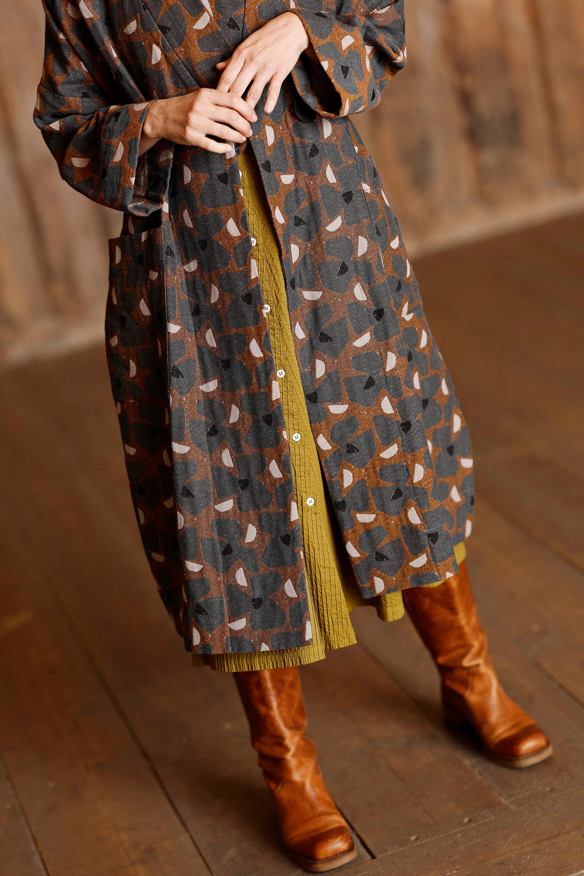 Kimono jakke  med flot print af brancusi
