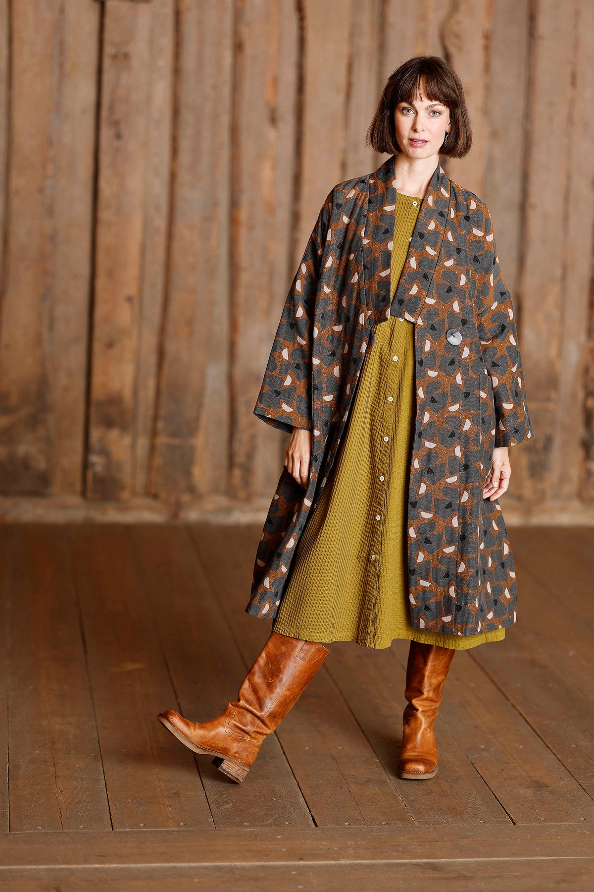 Kimono jakke  med flot print af brancusi