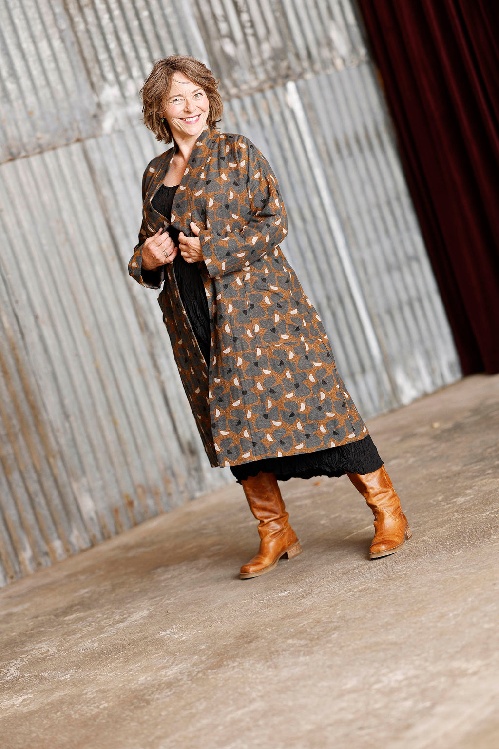 Kimono jakke  med flot print af brancusi