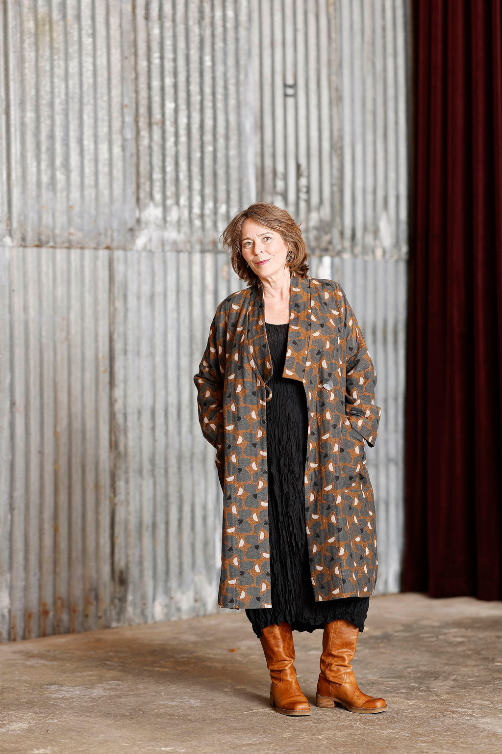 Kimono jakke  med flot print af brancusi