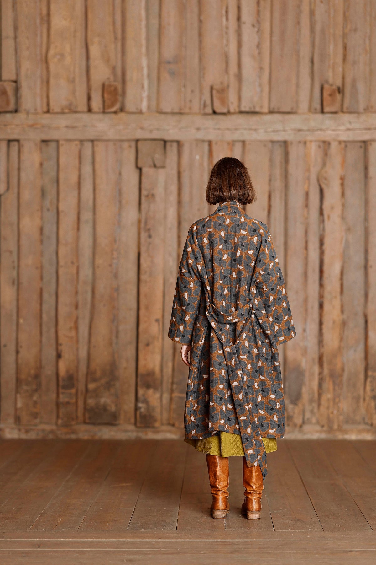 Kimono jakke  med flot print af brancusi