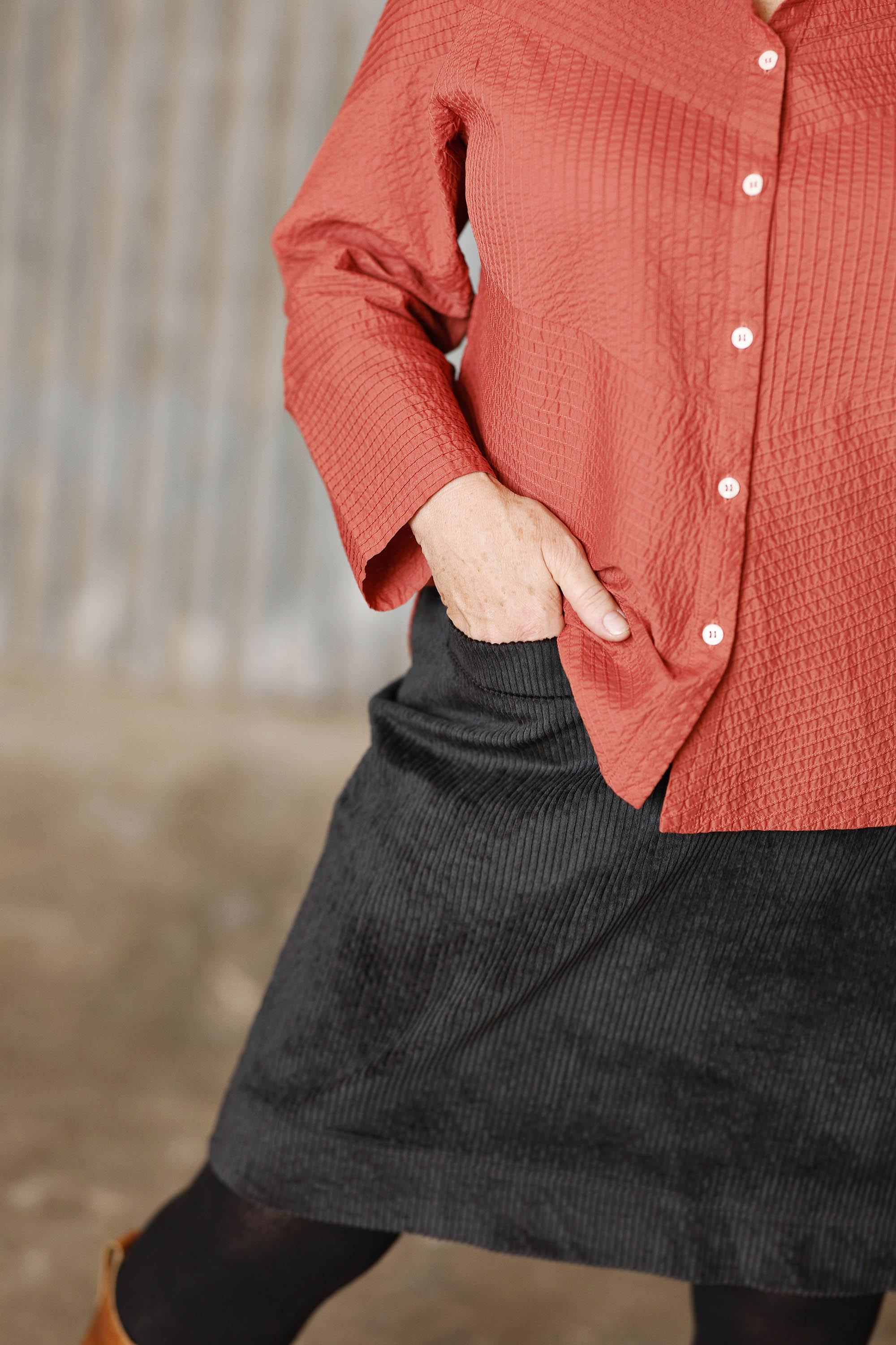 black skirt in corduroy