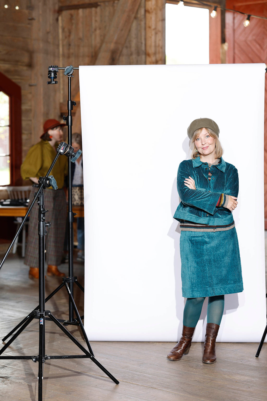 petrol blue skirt in corduroy