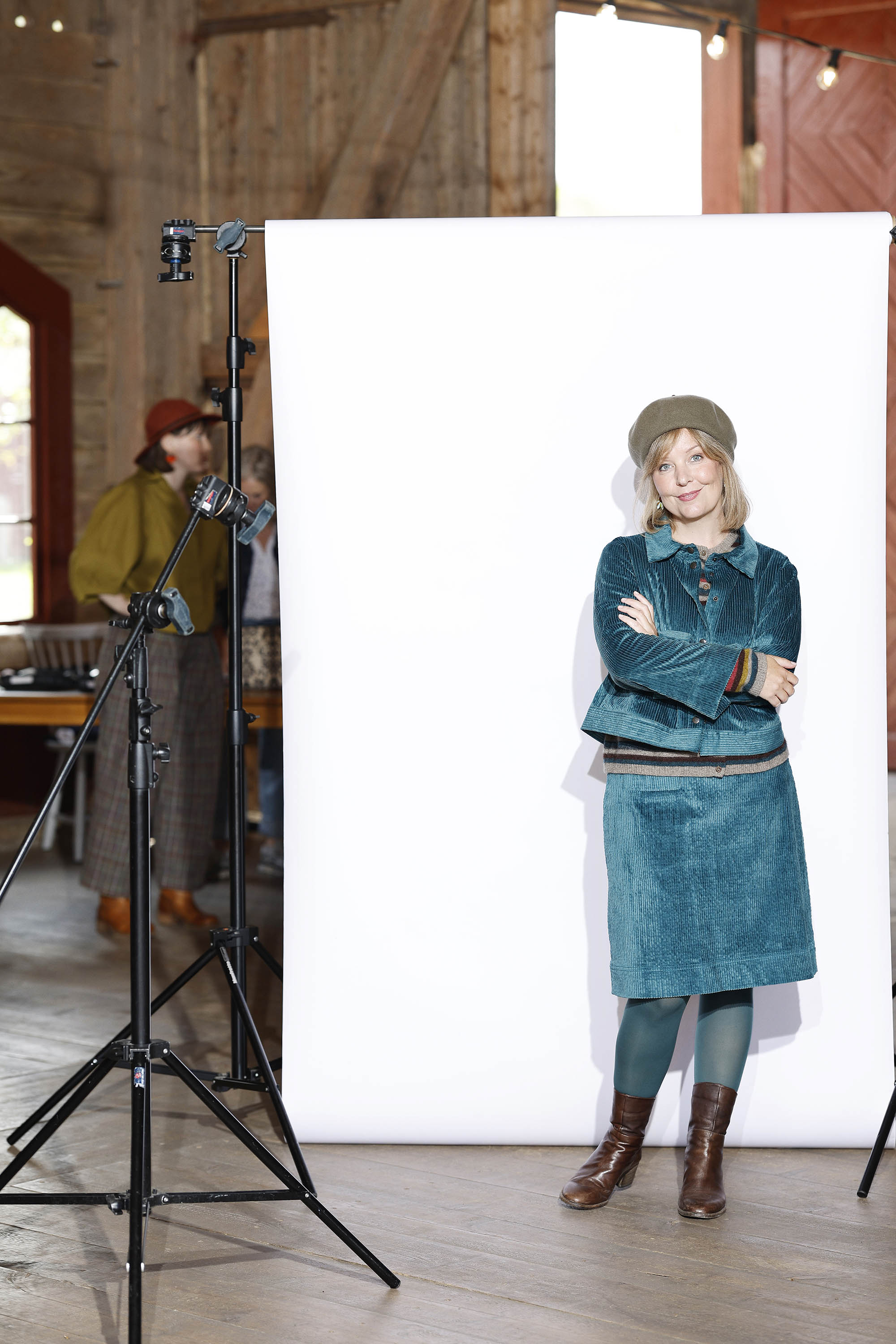 petrol blue skirt in corduroy