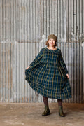 Plaid Winter Dress in Teal