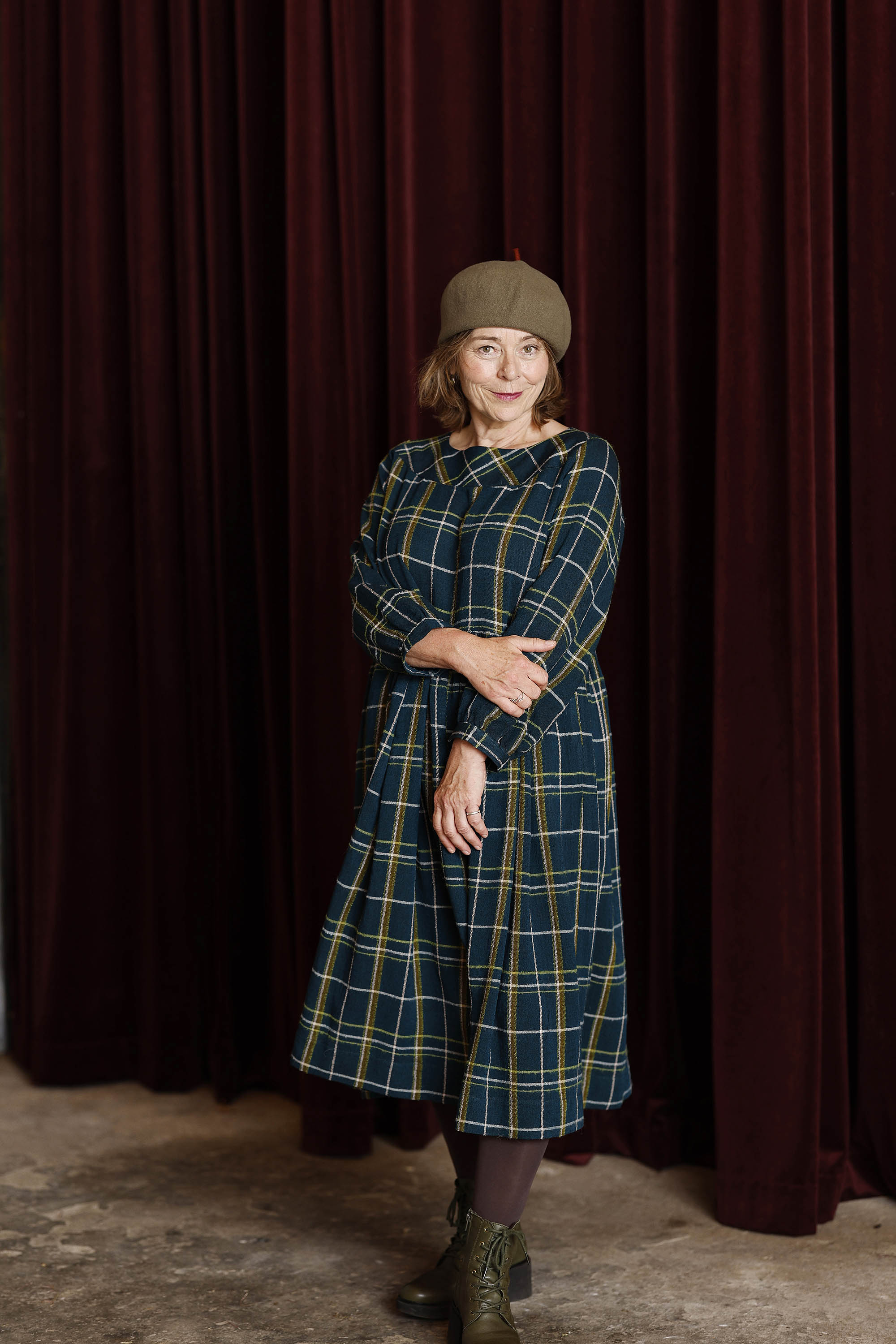 Plaid Winter Dress in Teal