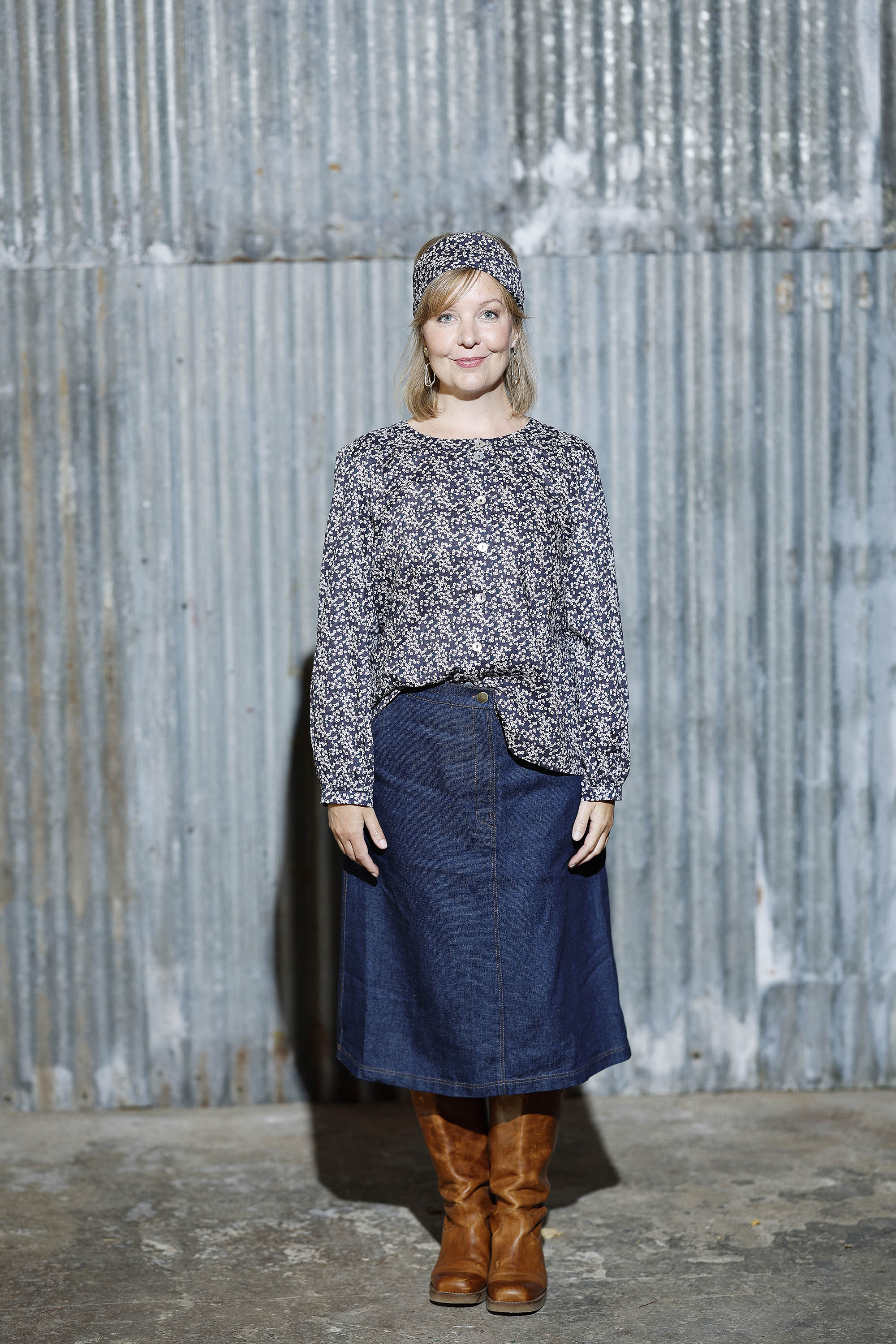 Bluse med fint småblomstret liberty print
