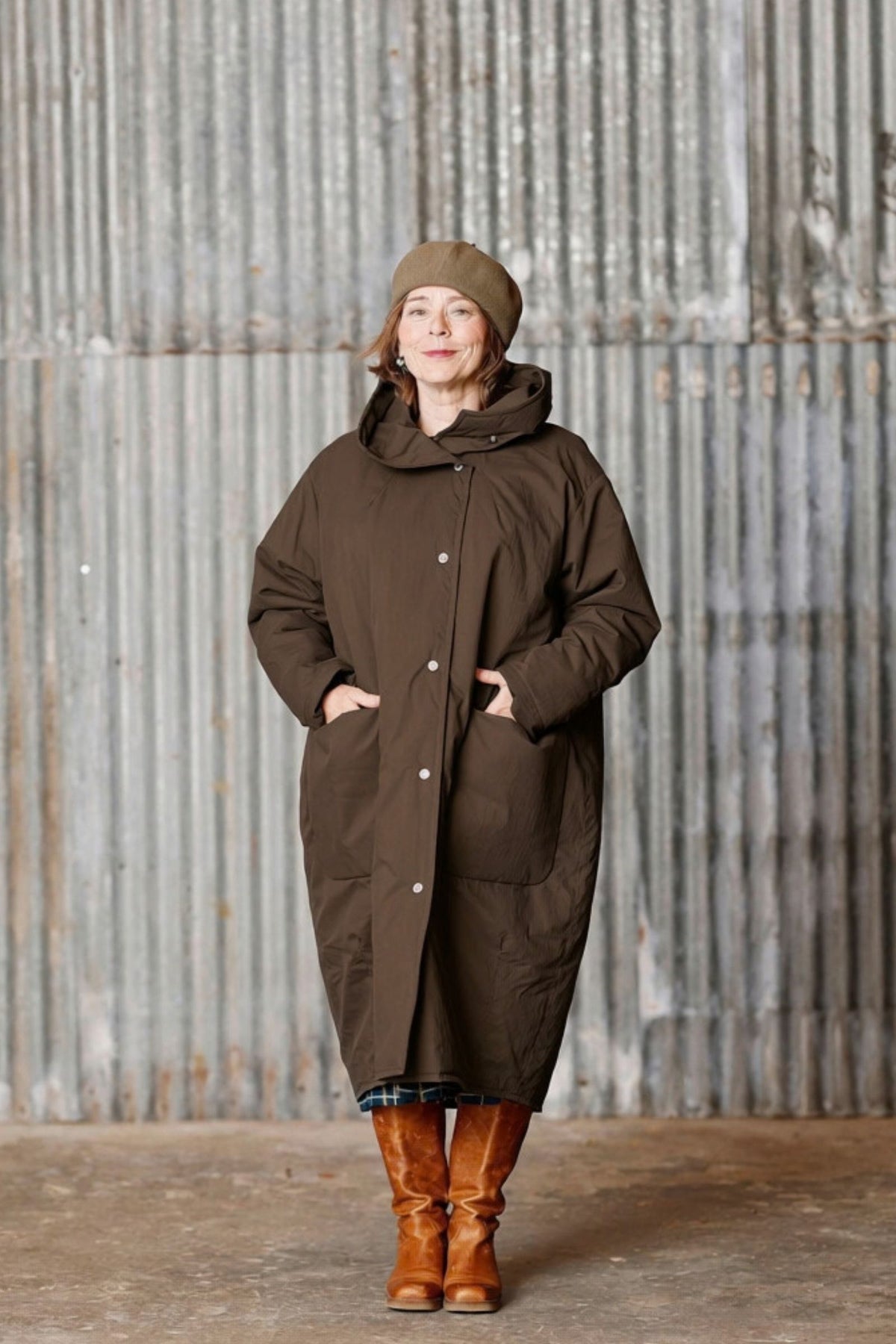 Brun oversize vinterkappa