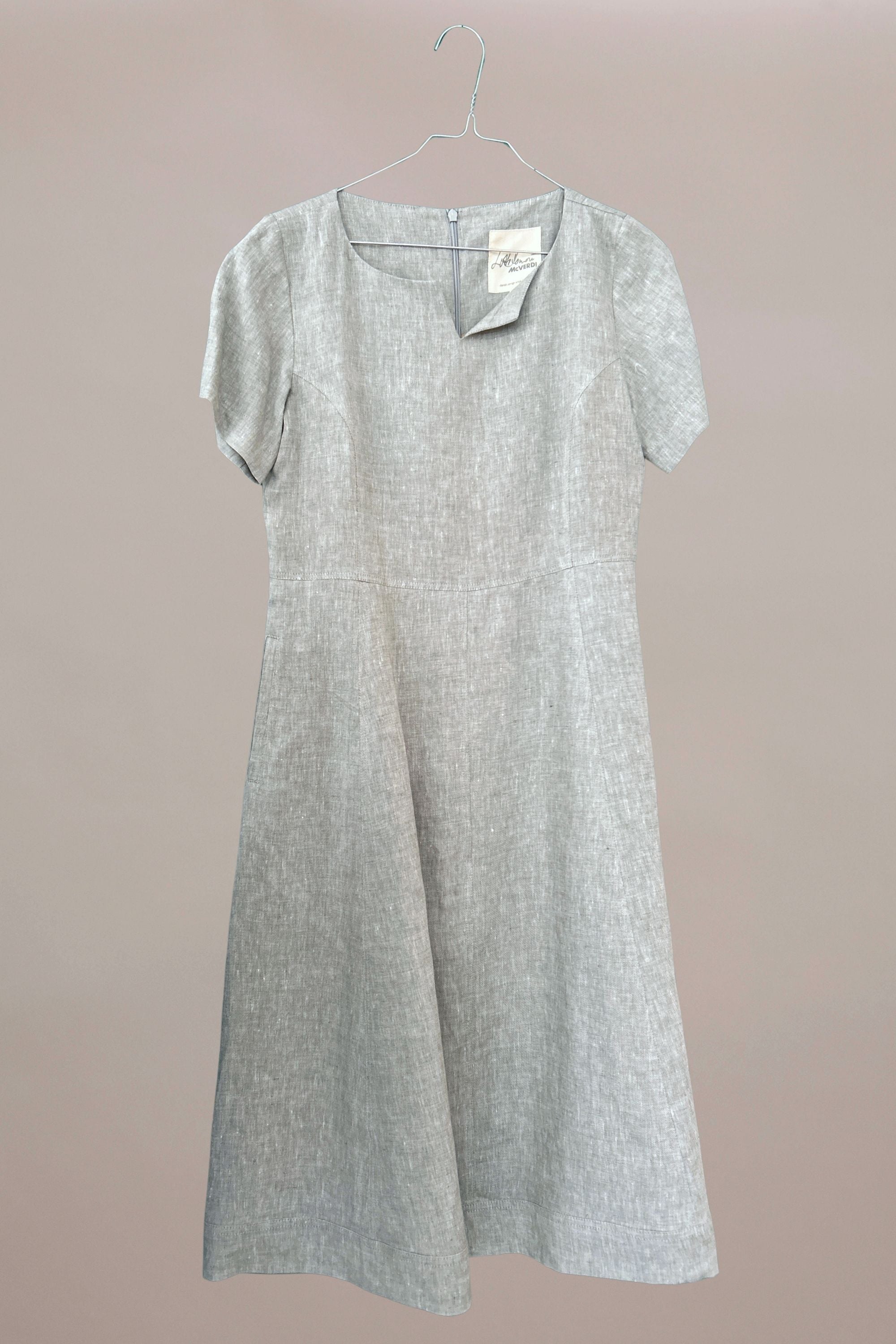Well fitted light blue linen dress