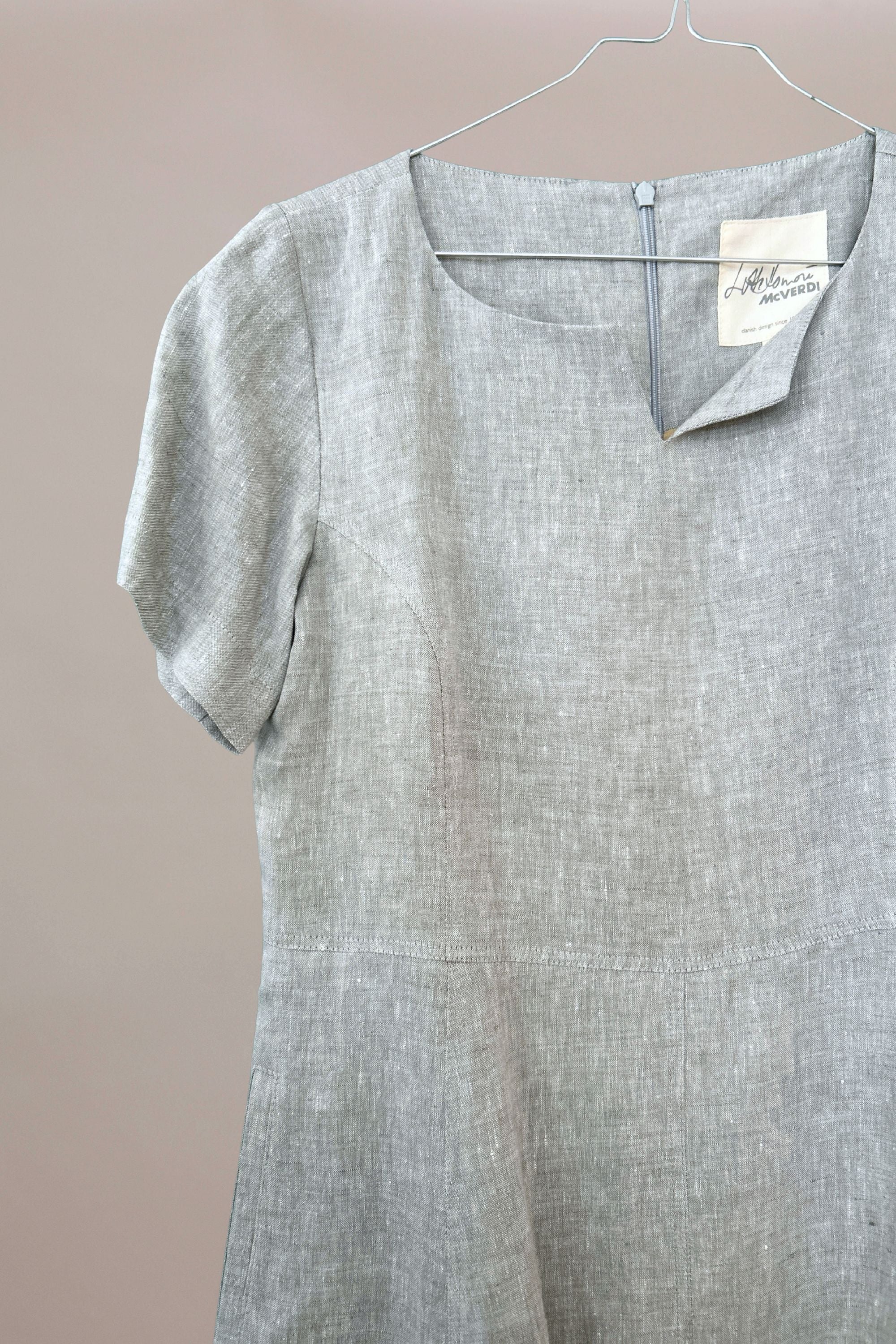 Well fitted light blue linen dress