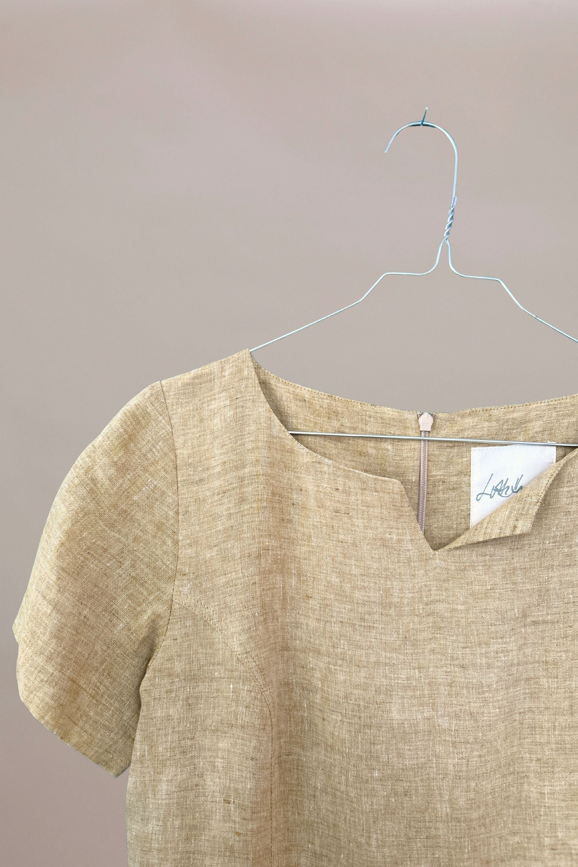 Well fitted pale yellow linen dress