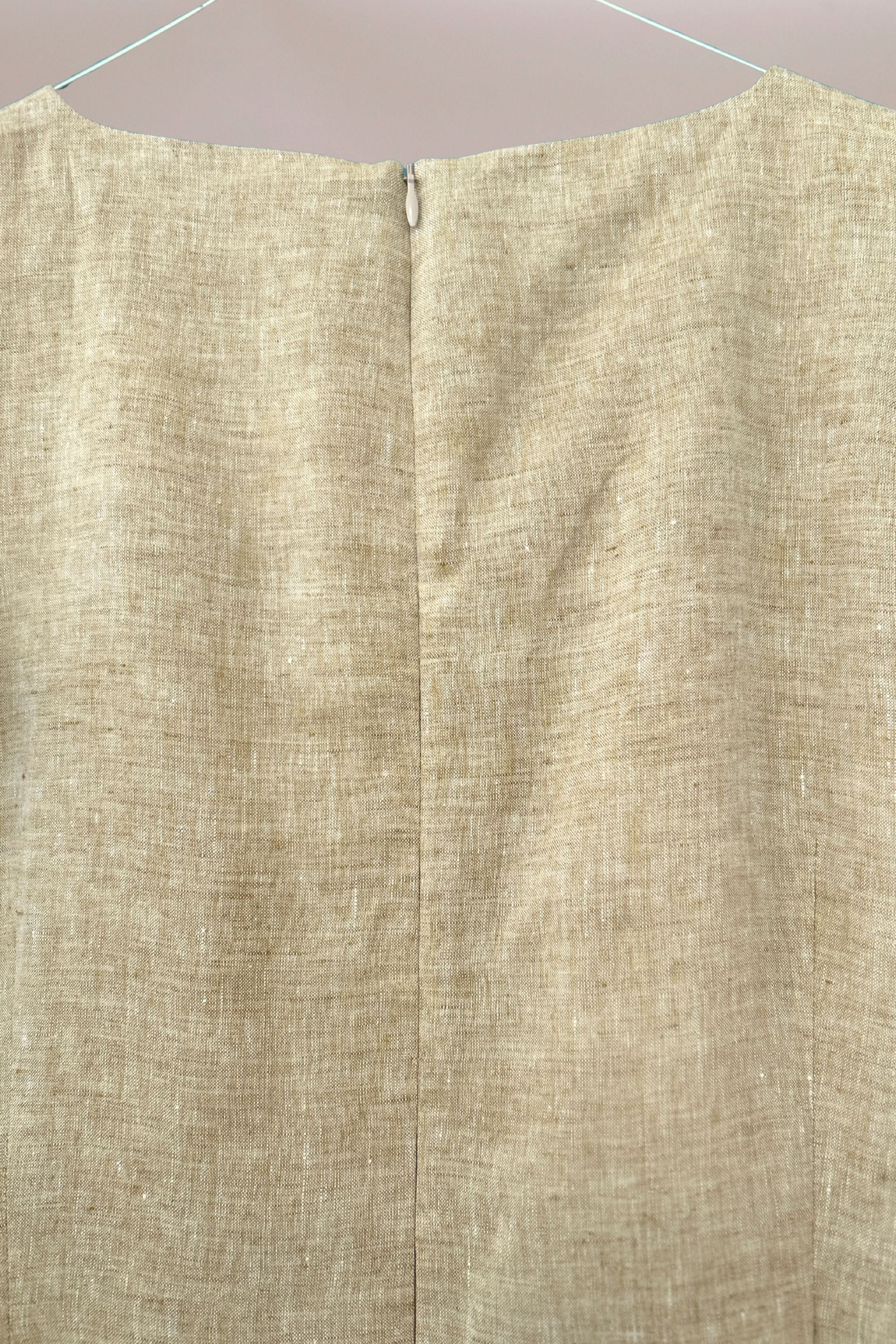 Well fitted pale yellow linen dress