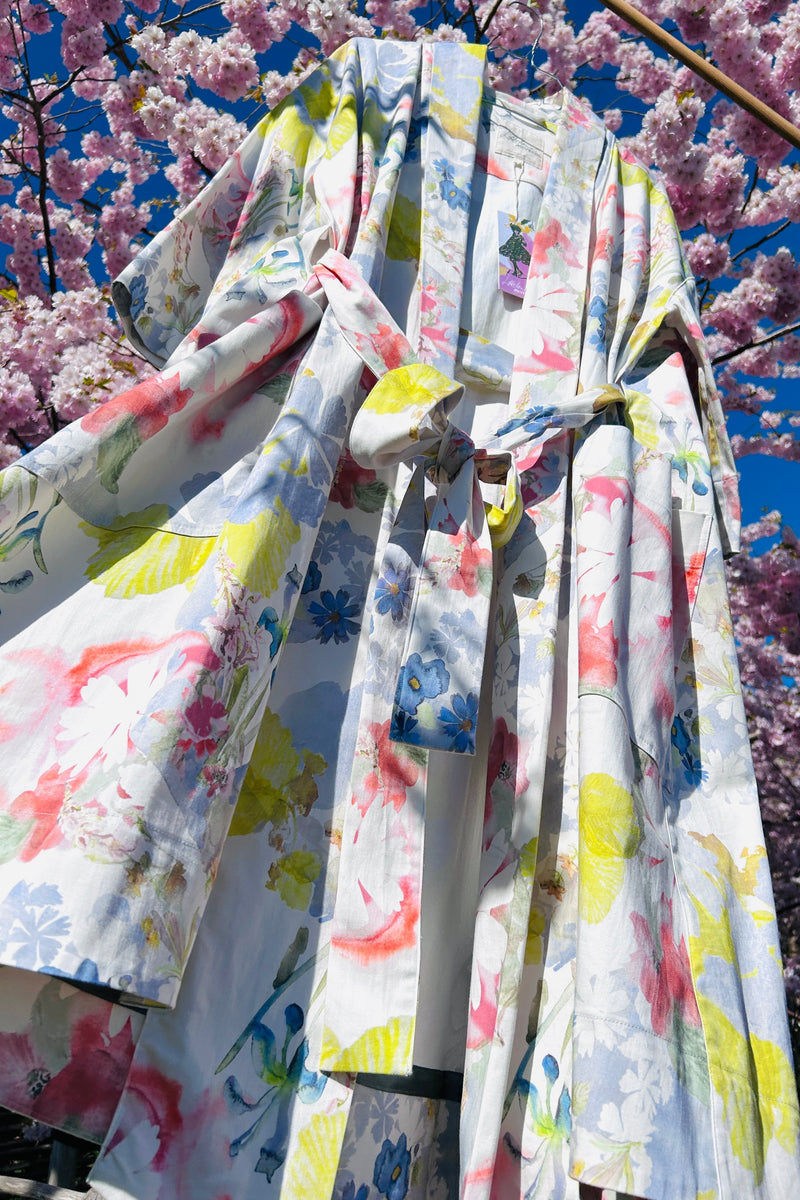 Kimono coat with graphic Signe Kejlbo print