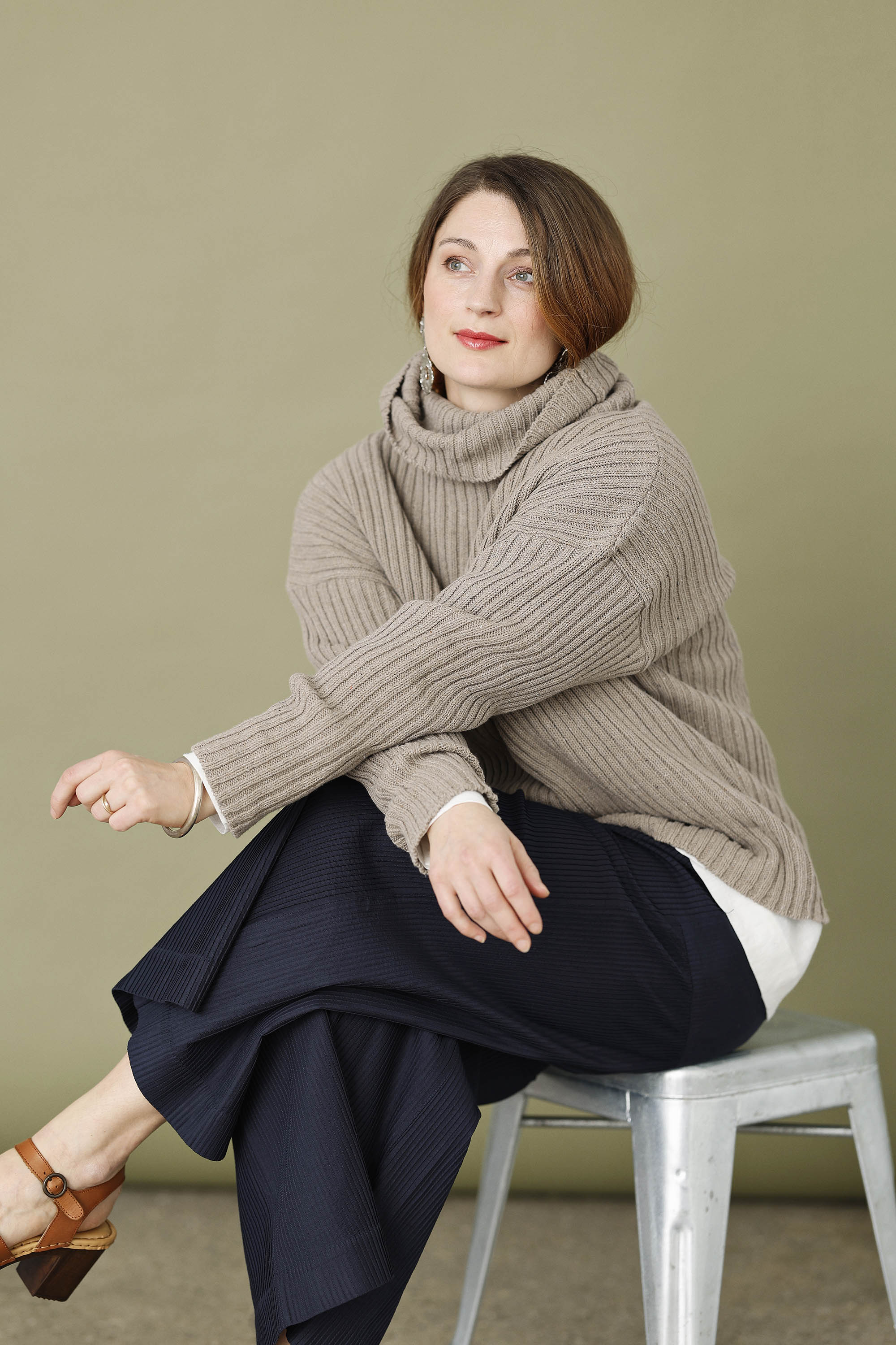 Chunky knit from MUSE WEAR with wide rib in beige