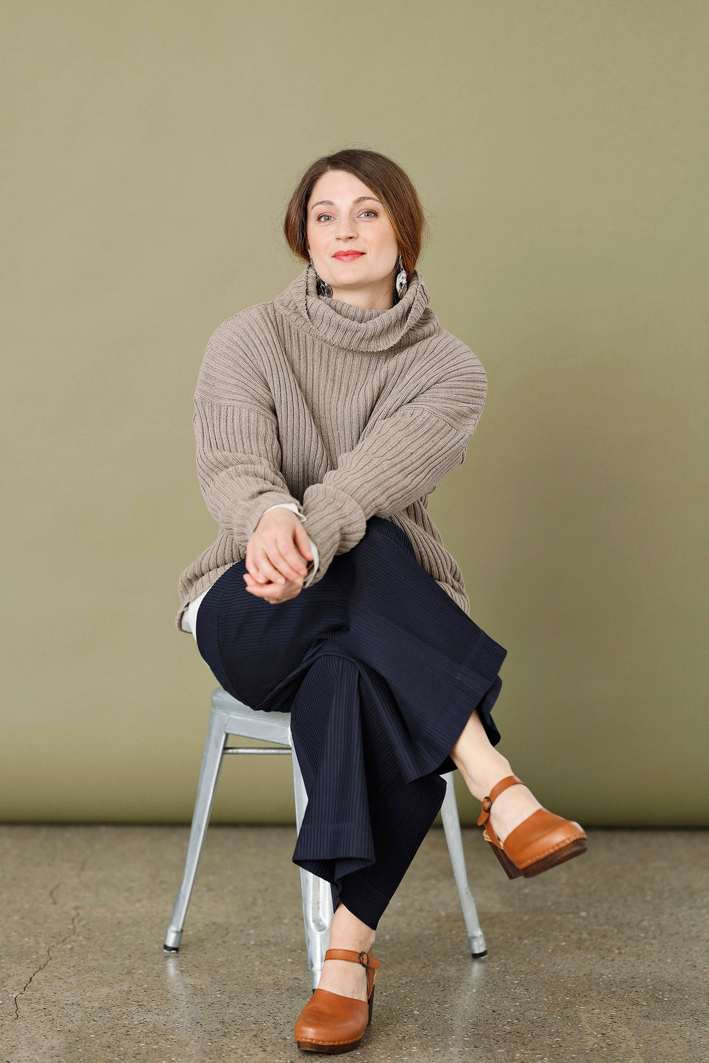 Chunky strik fra MUSE WEAR med bred rib i beige