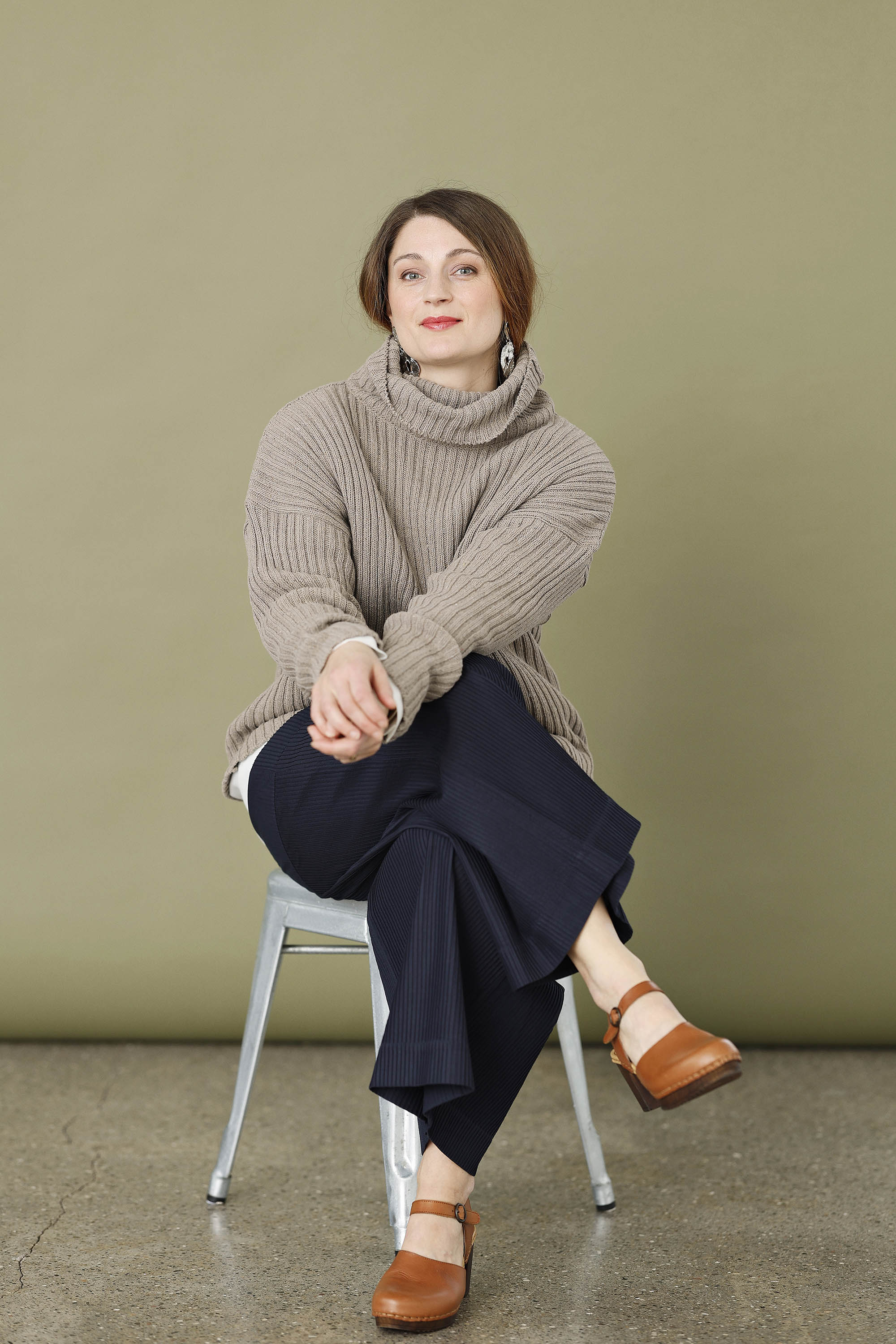 Chunky strik fra MUSE WEAR med bred rib i beige