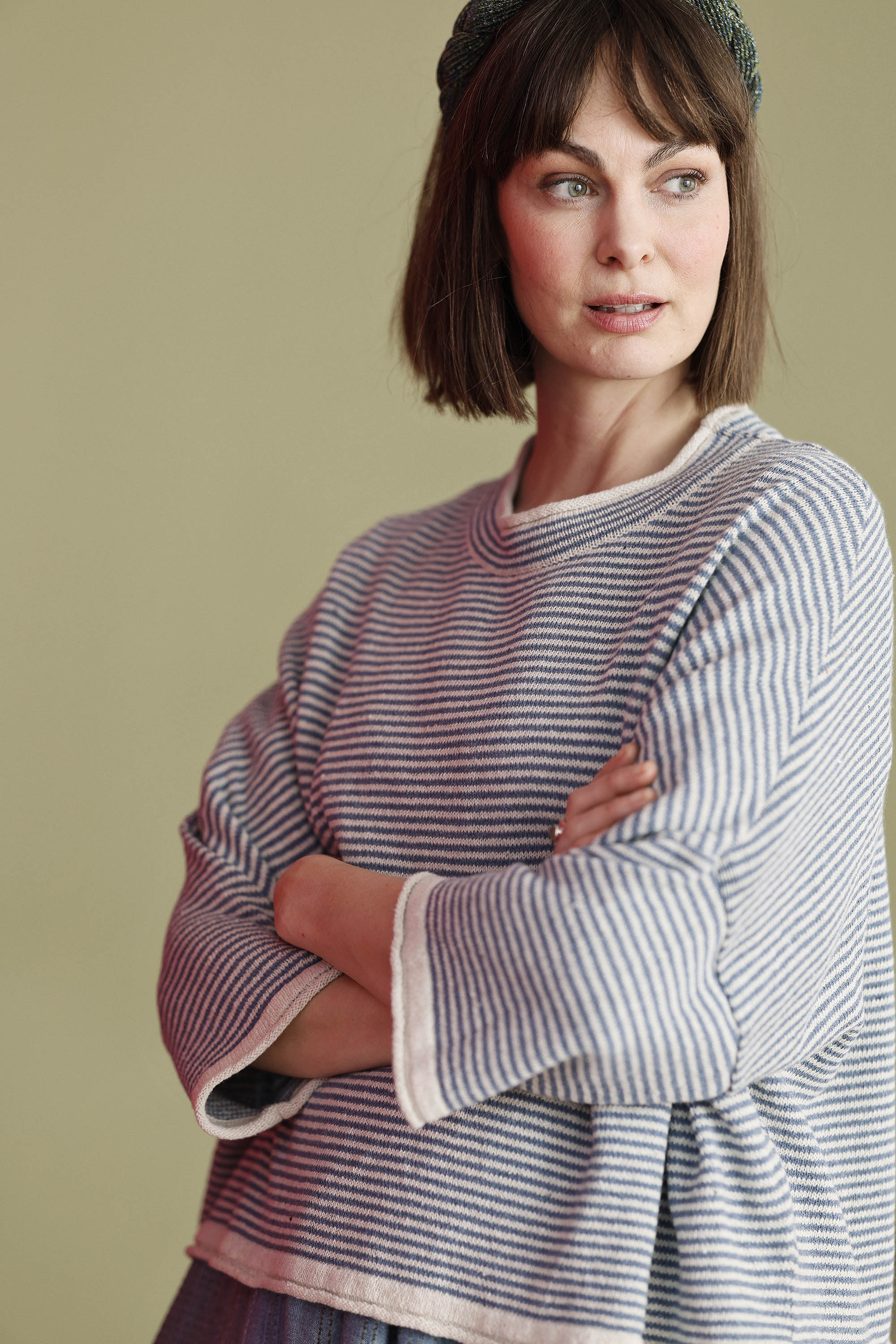 Short-sleeved knit from MUSE WEAR in Offwhite