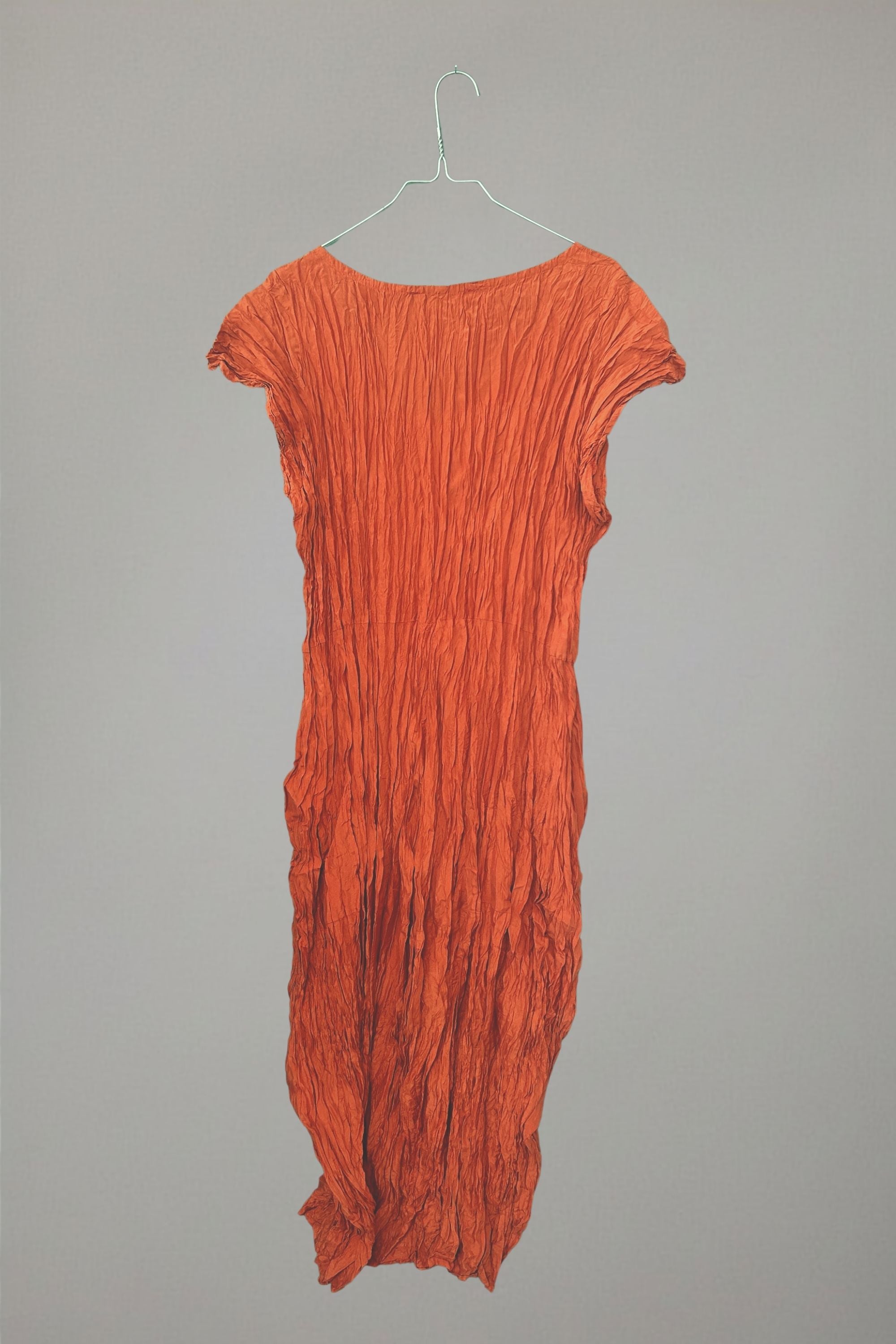 Burnt orange-colored crinkled silk dress from Privatsachen