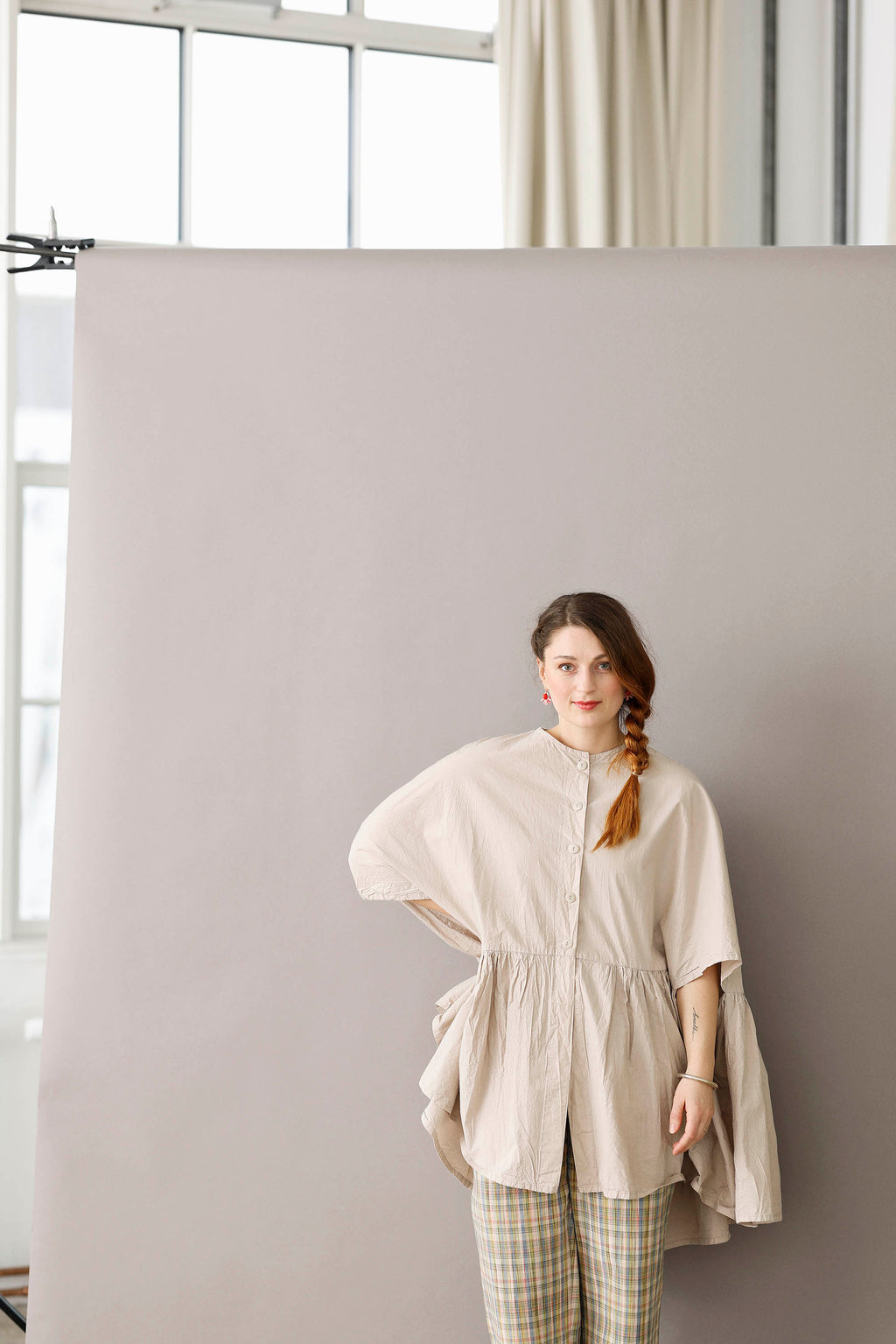 Cream-colored cotton cape-dress/poncho from Privatsachen