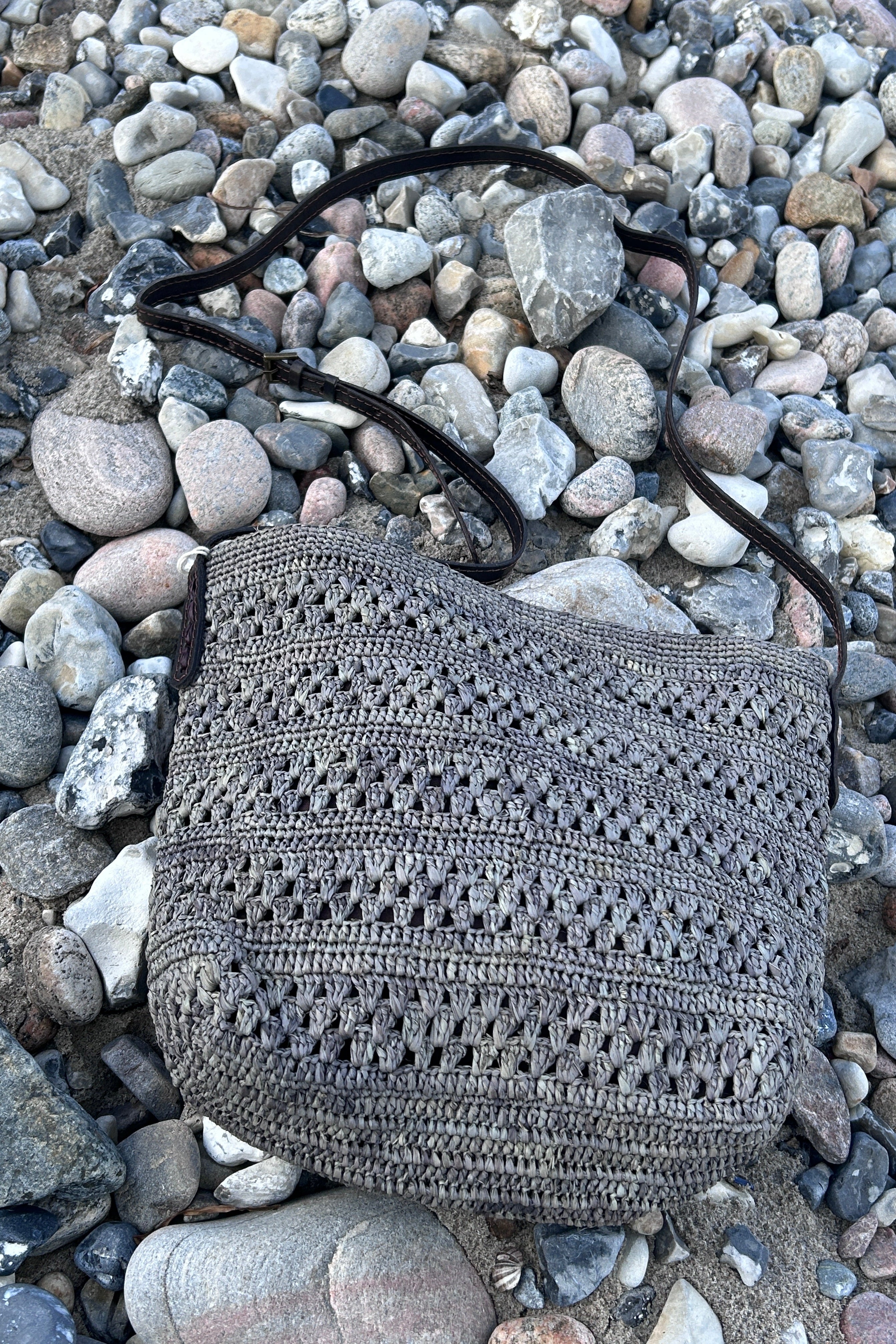 Grey patterned crossover bag