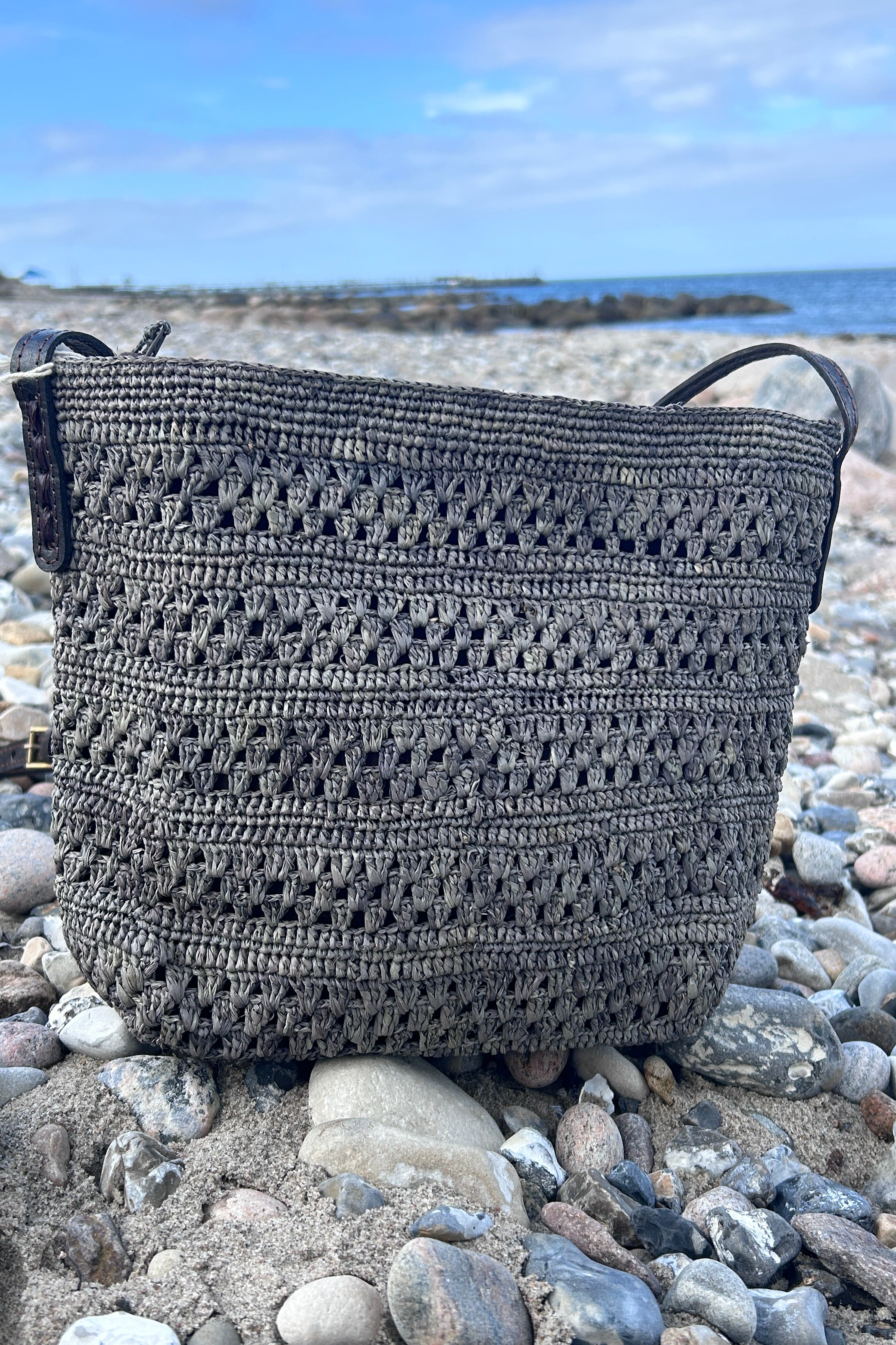 Grey patterned crossover bag