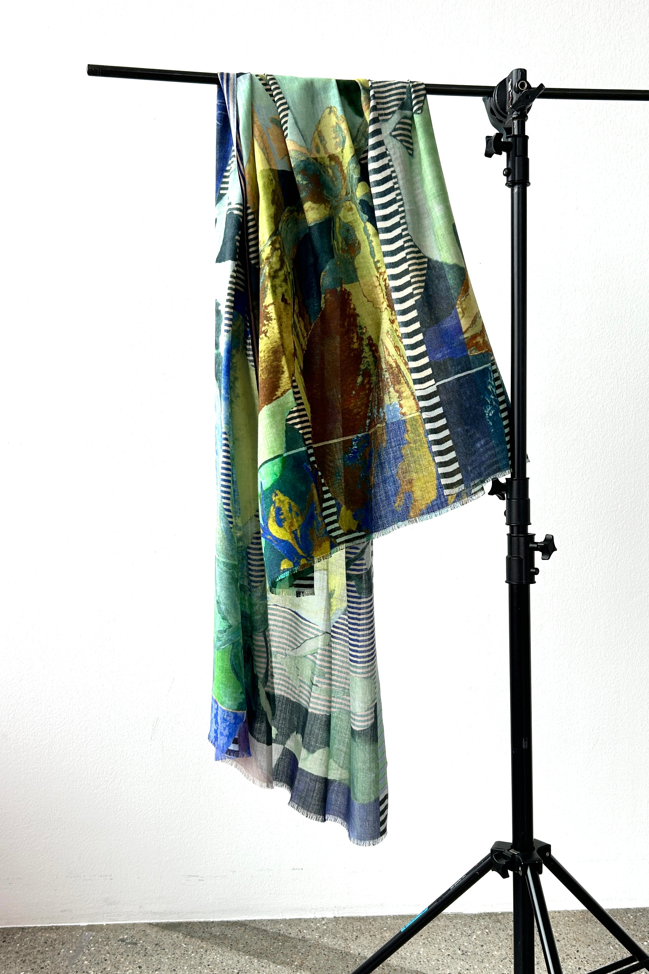 Signe Kejlbo wool/silk scarf with print in green shades