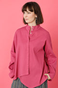 Raspberry red YaccoMaricard shirt with asymmetrical fastening