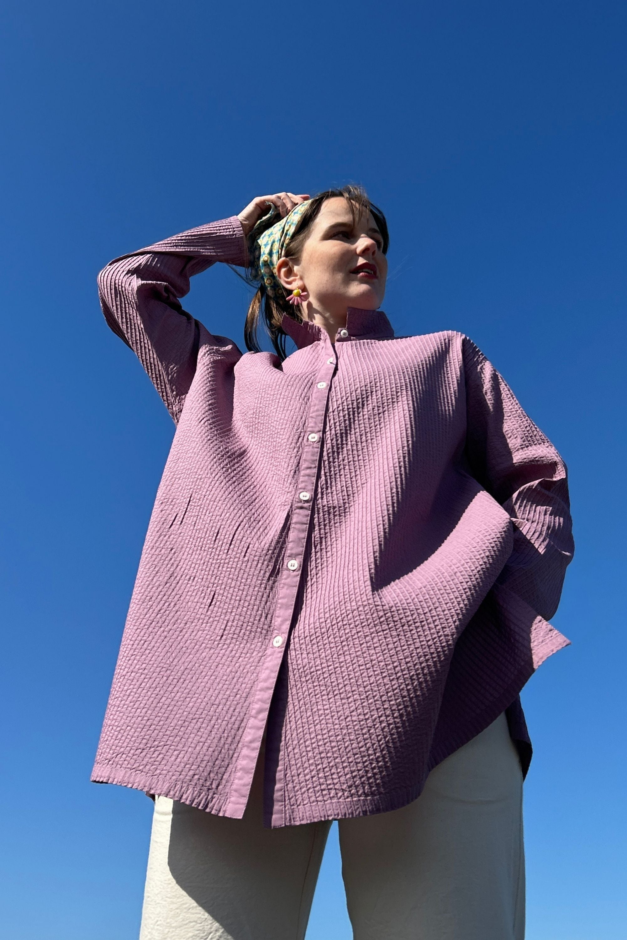 YaccoMaricard shirt with pintucks in hot pink