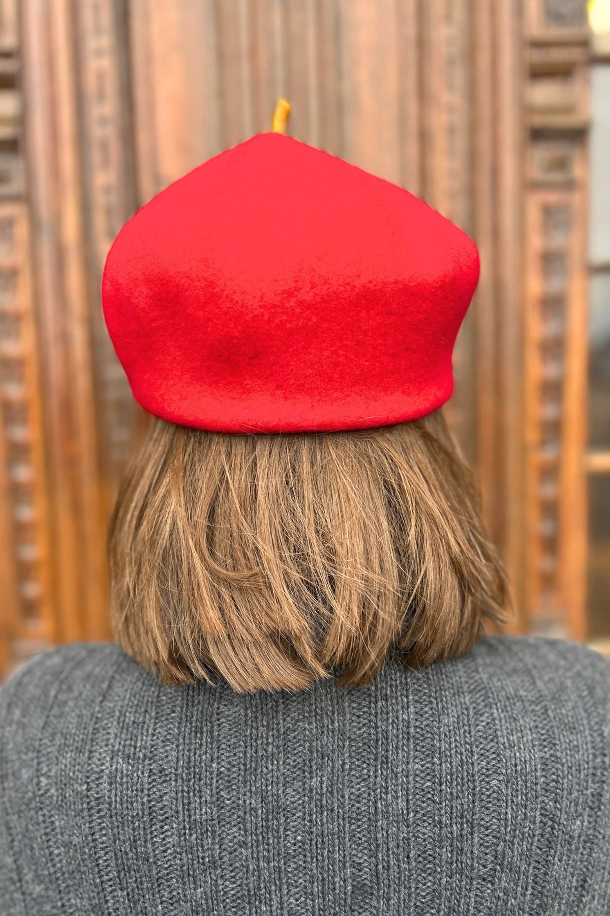 Roll Up Baret hat in Red & Yellow