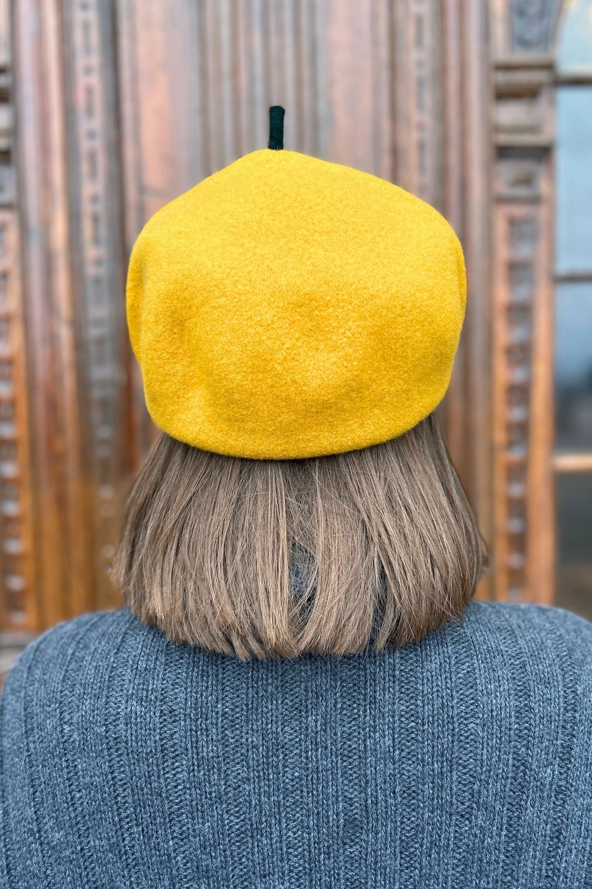 Roll Up Baret hat from Kopka in Yellow & emerald