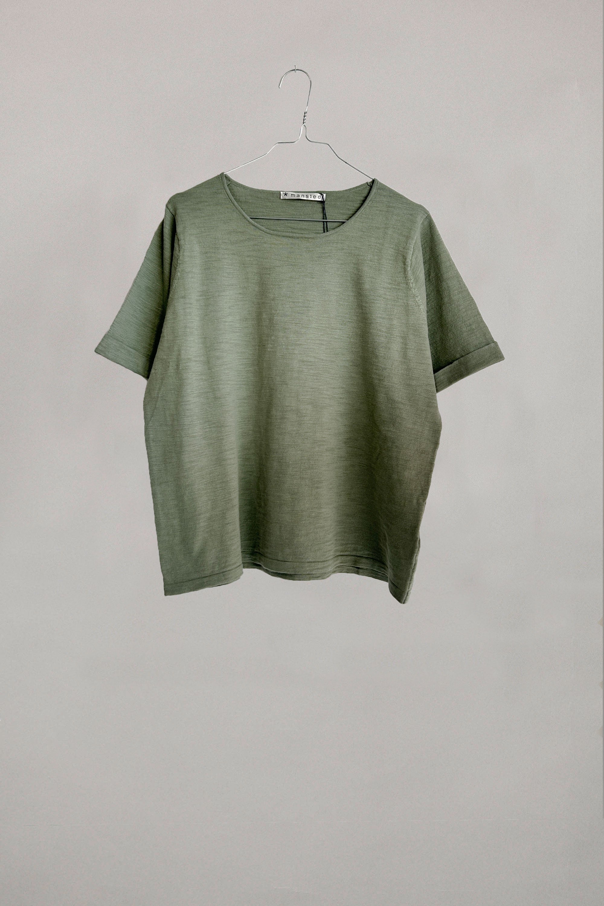 Khaki strik bluse i bomuld fra Mansted