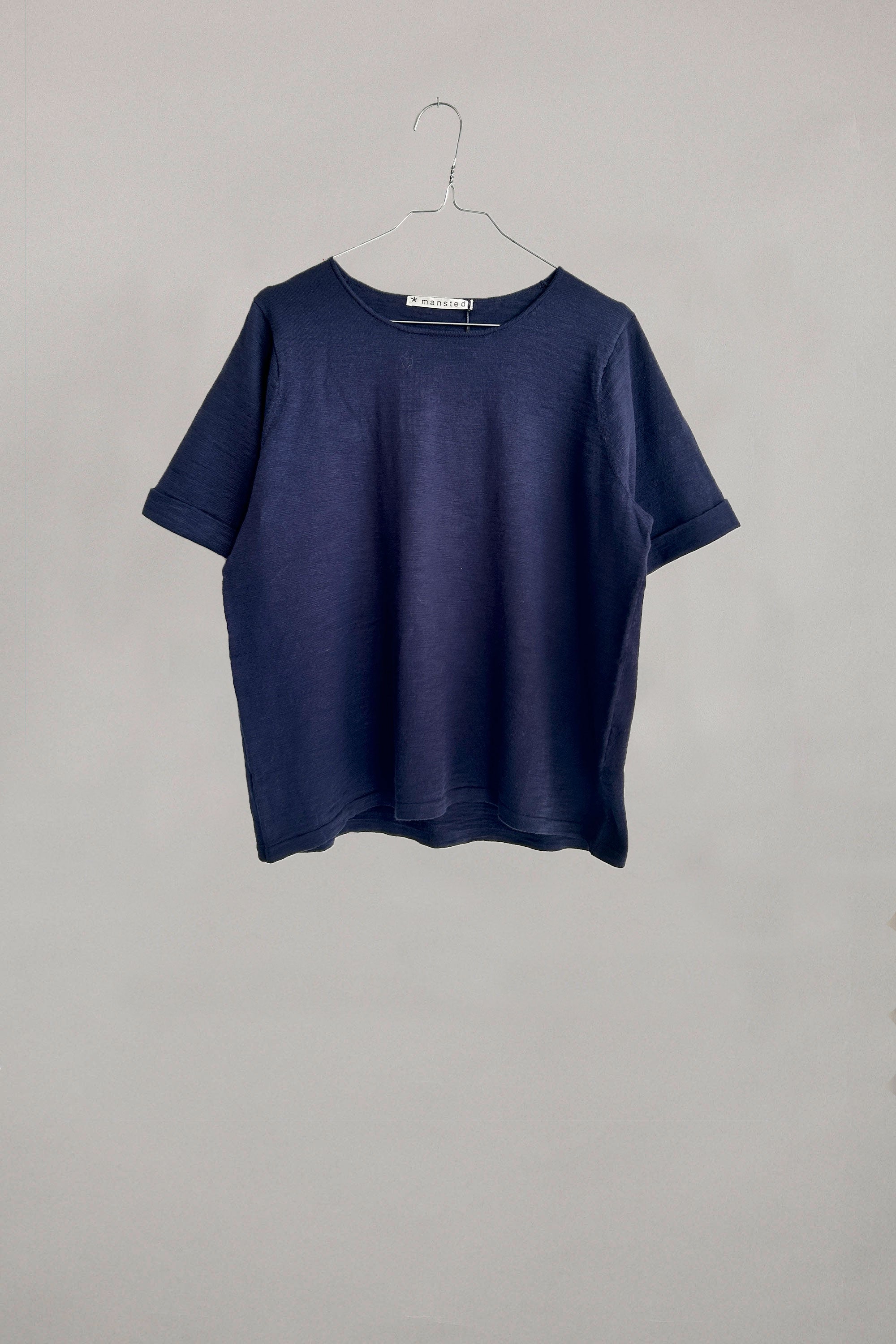 Navyblå strik bluse i bomuld fra Mansted