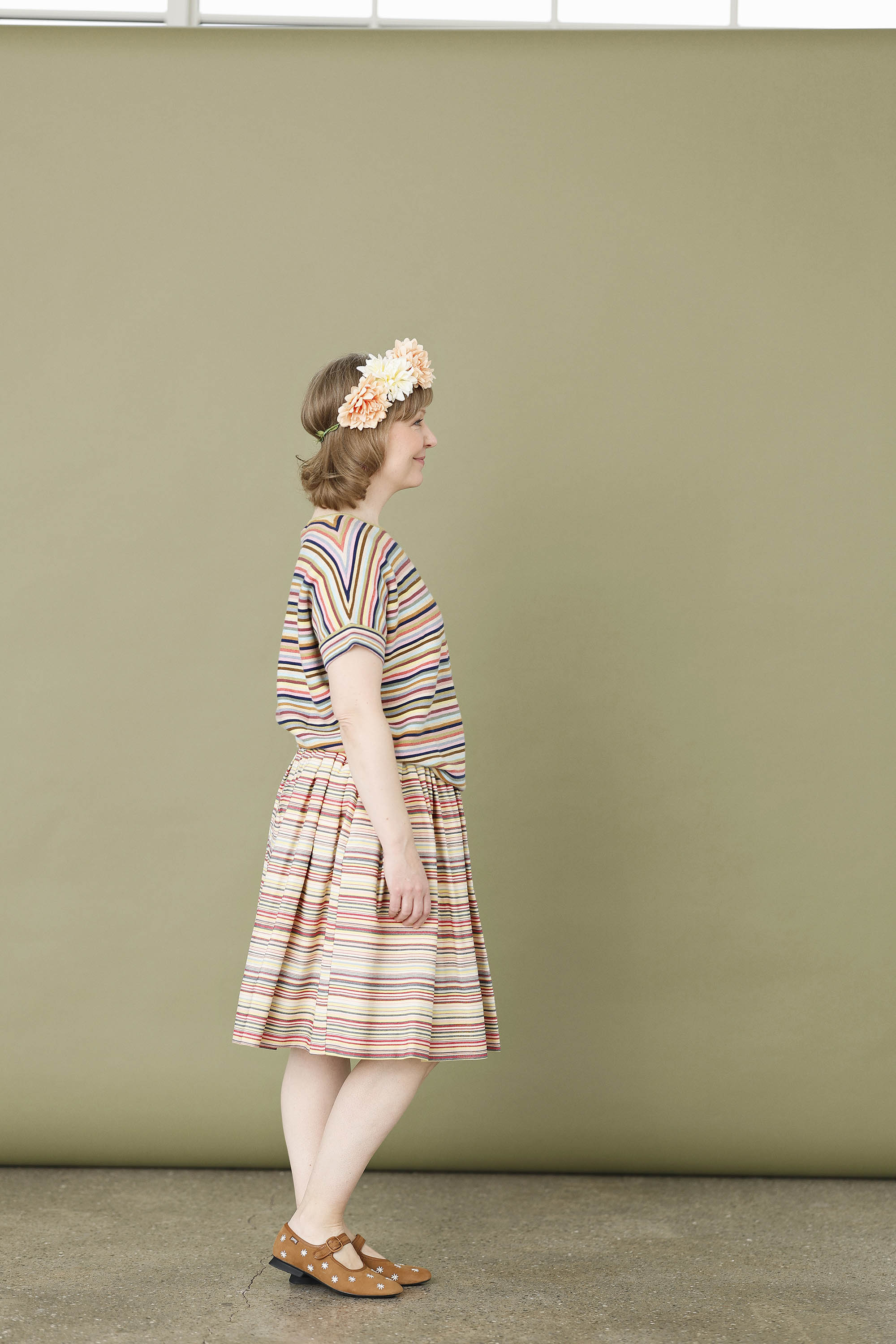 Stribet Sommerstrik med kort ærme fra Mansted