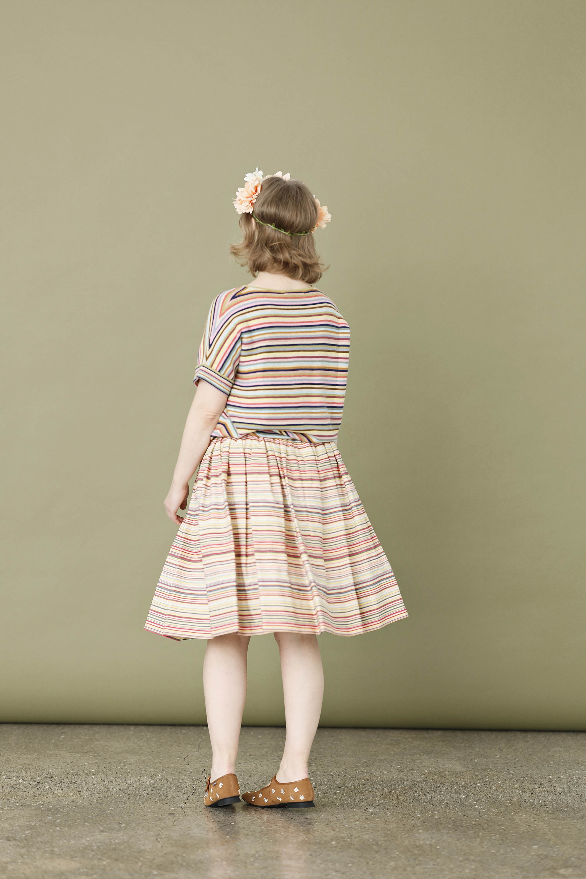 Stribet Sommerstrik med kort ærme fra Mansted